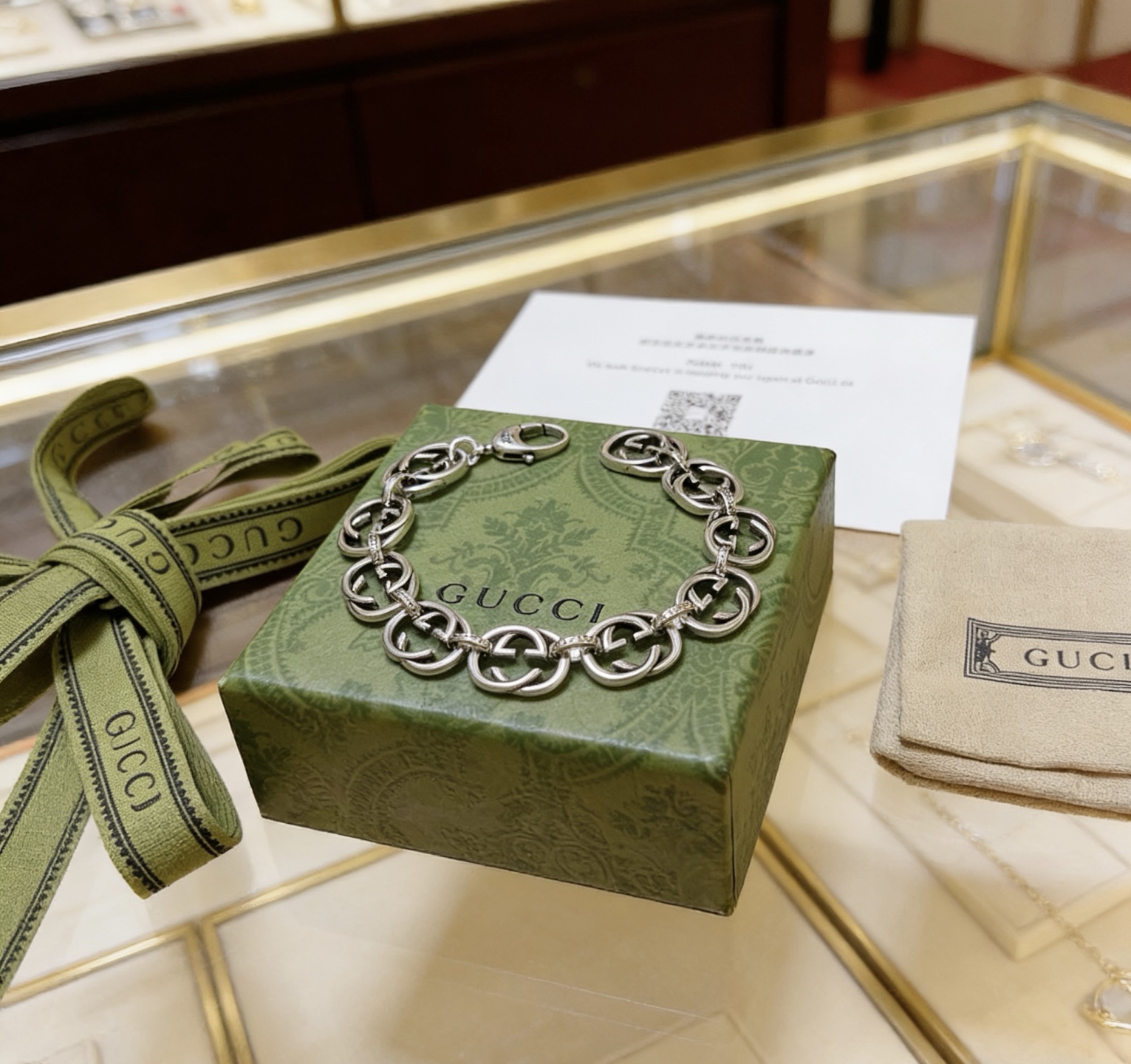 Gucci 𝐆𝐮𝐜𝐜𝐢古驰手链 奢华手串 最新款全件手链档次更高 Anger Forest系列双g 古驰手链