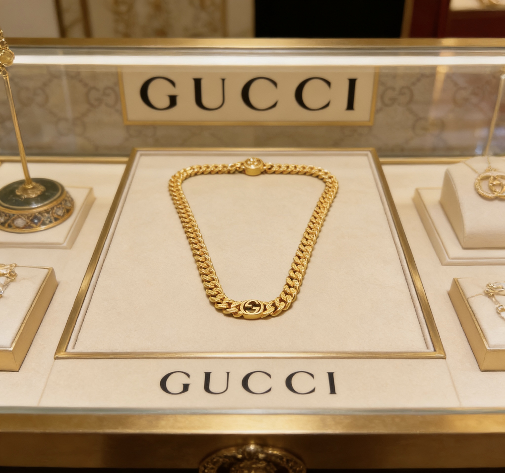 Gucci 古驰套装新品发布 不爆不发 抖音带货 首选 𝐆𝐮𝐜𝐜𝐢古驰项链最新款链条档次更高 Anger Forest系列双g古驰新品艺术风格 项链