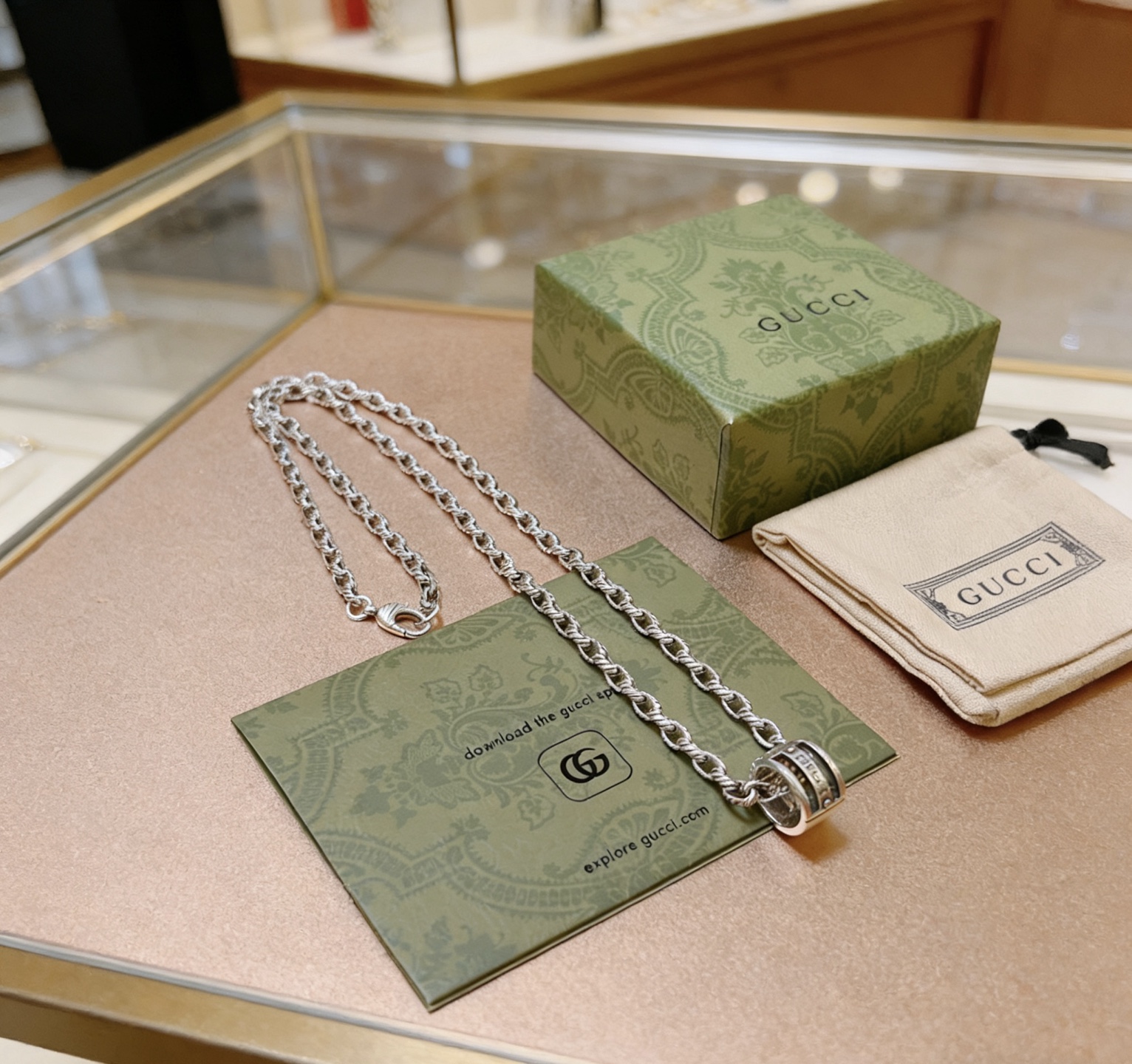 Gucci 𝐆𝐮𝐜𝐜𝐢古驰项链最新款链条档次更高 Anger Forest系列双G 款古驰系列 银项链