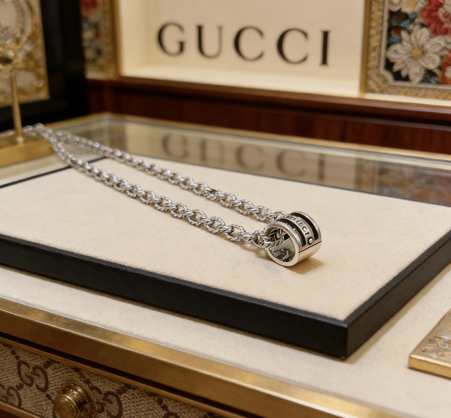 Gucci 𝐆𝐮𝐜𝐜𝐢古驰项链最新款链条档次更高 Anger Forest系列双G 款古驰系列 银项链