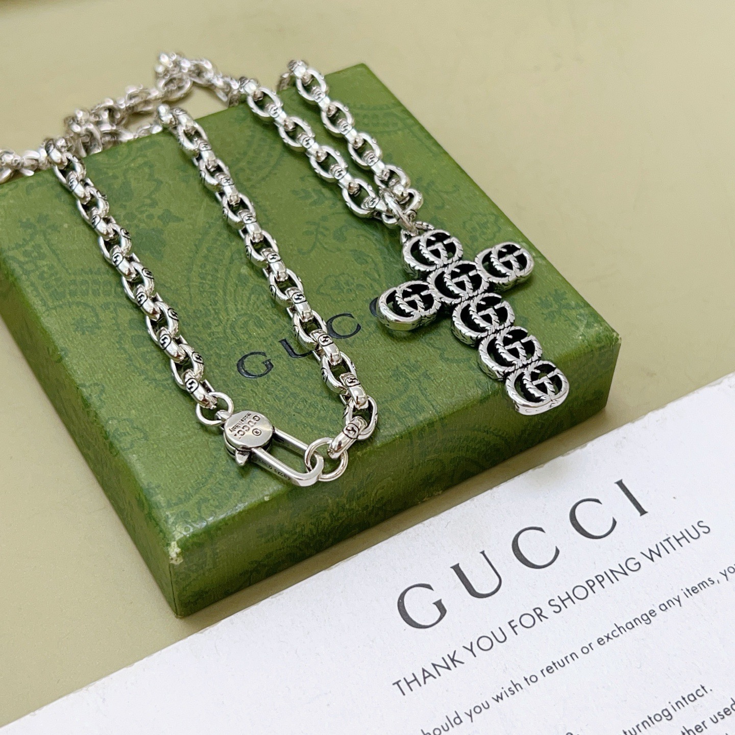 Gucci 𝐆𝐮𝐜𝐜𝐢古驰项链最新款链条档次更高 Anger Forest系列双G古驰项链