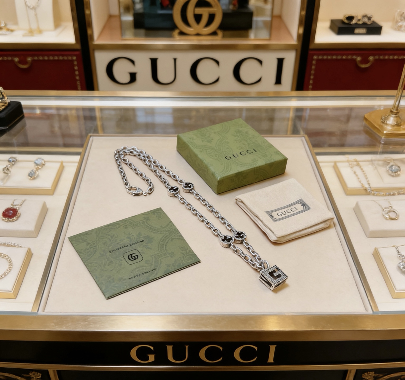 Gucci 不爆不发 抖音带货 首选 𝐆𝐮𝐜𝐜𝐢古驰项链最新款链条档次更高 Anger Forest系列双g设计理念 系列双搭古驰项链
