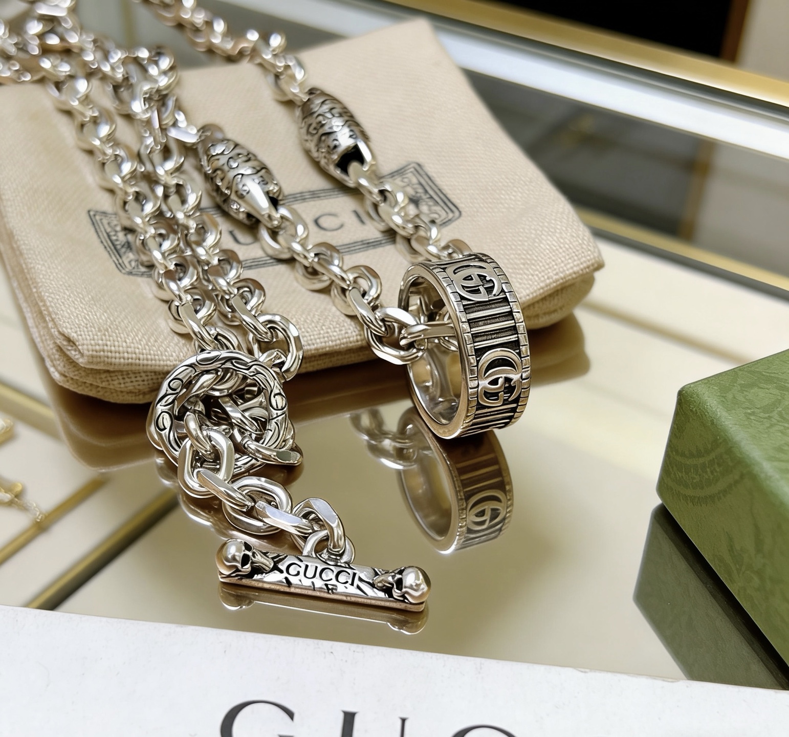 Gucci 𝐆𝐮𝐜𝐜𝐢古驰项链最新款系列链条档次更高 Anger Forest指环系列双G古驰项链