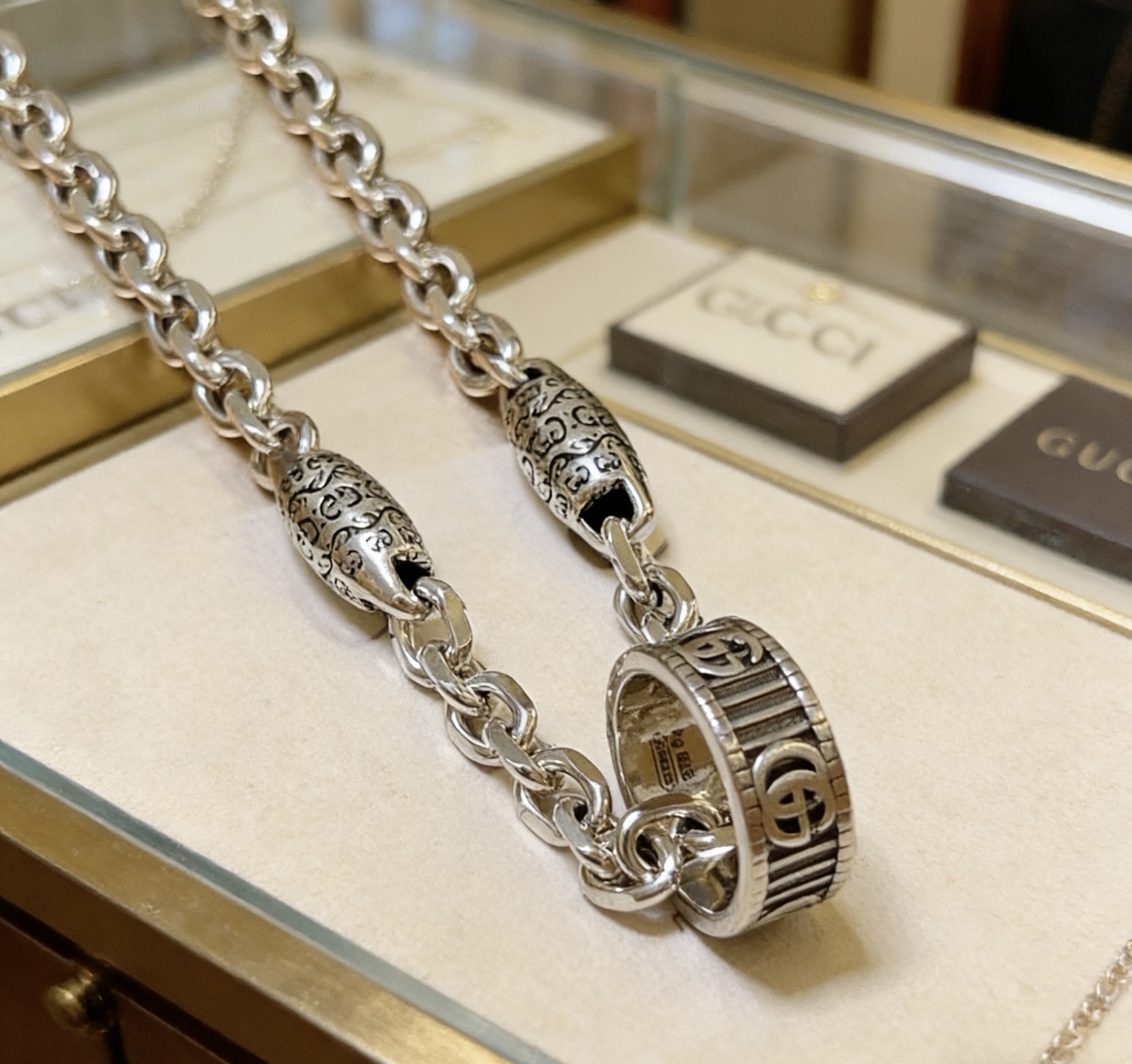 Gucci 𝐆𝐮𝐜𝐜𝐢古驰项链最新款系列链条档次更高 Anger Forest指环系列双G古驰项链