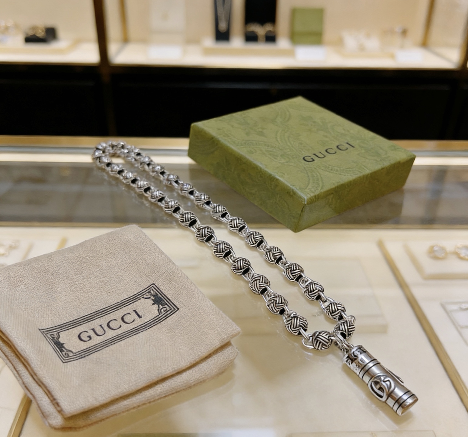 Gucci 不爆不上 𝐆𝐮𝐜𝐜𝐢古驰项链最新款链条档次更高 保色Anger Forest系列双g银项链