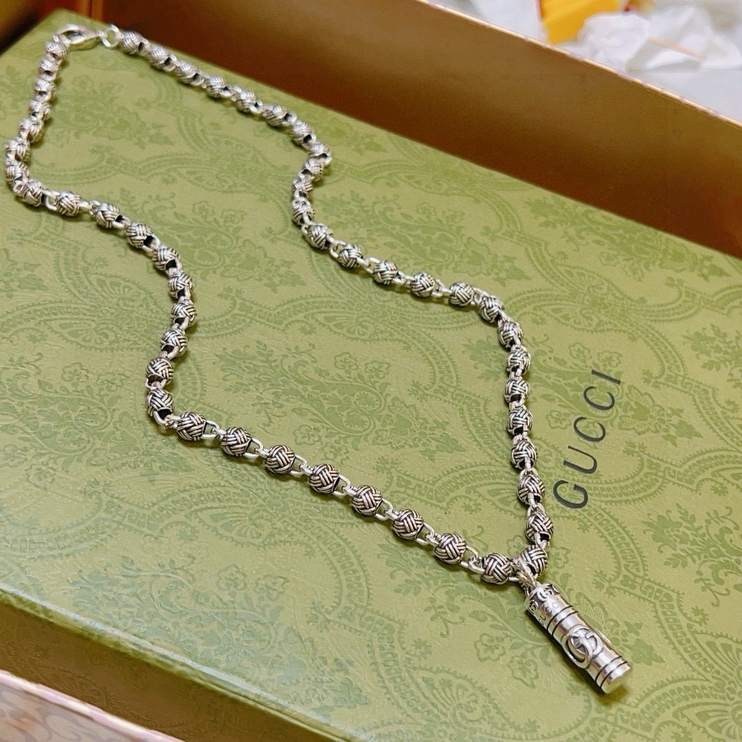 Gucci 不爆不上 𝐆𝐮𝐜𝐜𝐢古驰项链最新款链条档次更高 保色Anger Forest系列双g银项链