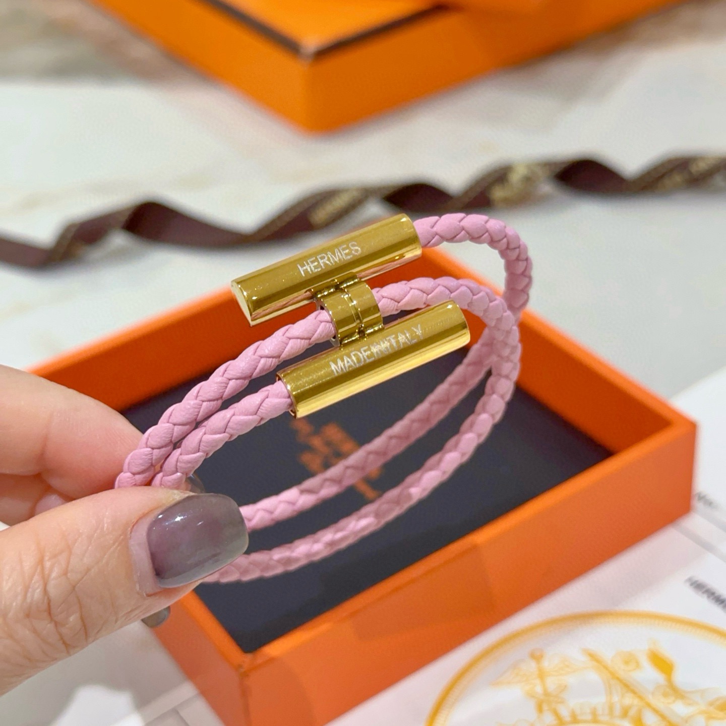 Hermès 新款Hermes爱马仕手链编织手绳加厚版 铂金版