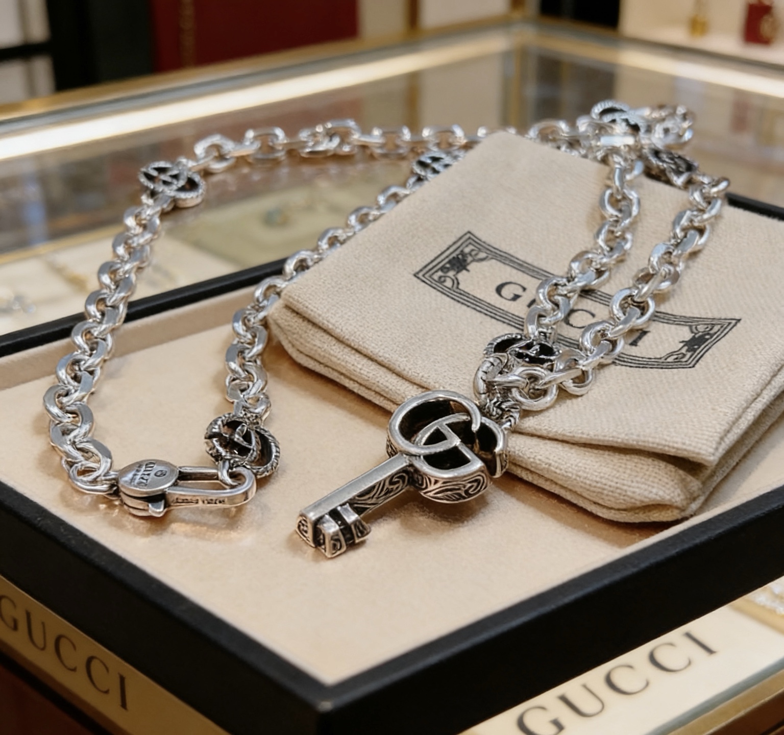 Gucci 𝐆𝐮𝐜𝐜𝐢古驰项链最新款链条档次更高 Anger Forest系列双G钥匙古驰项链