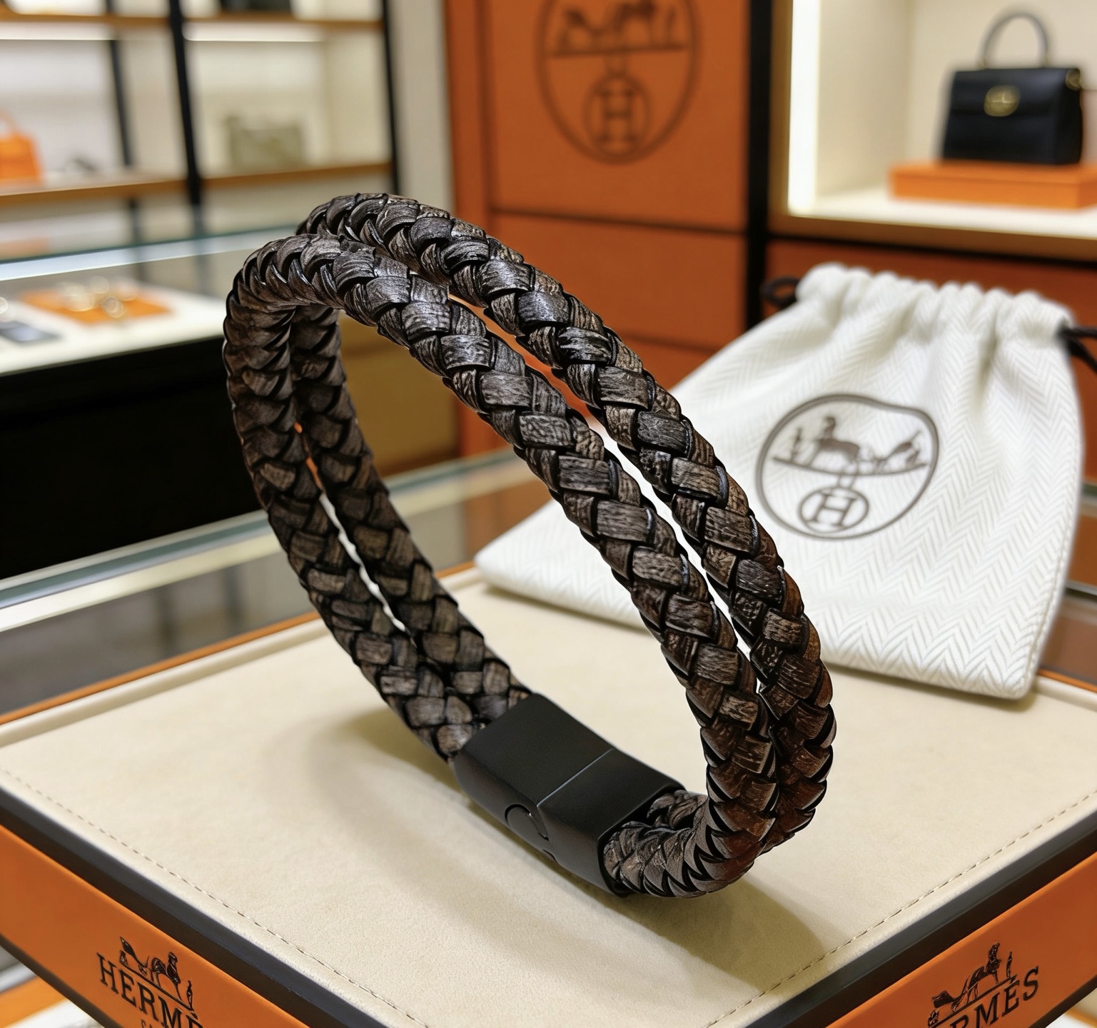 Hermès 新款Hermes爱马仕手链编织手绳加厚版 黄金版