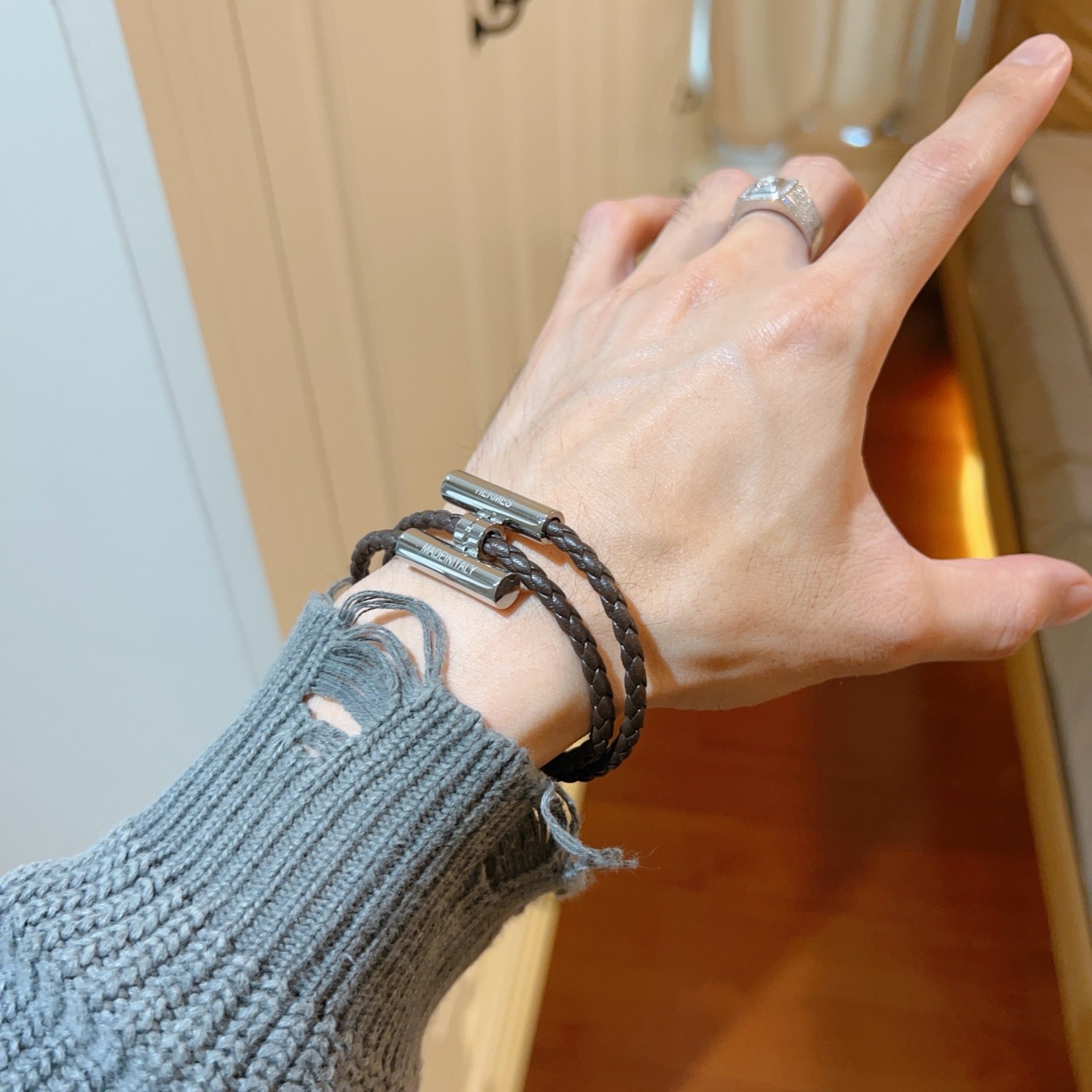 Hermès 新款Hermes爱马仕手链编织手绳加厚版 铂金版