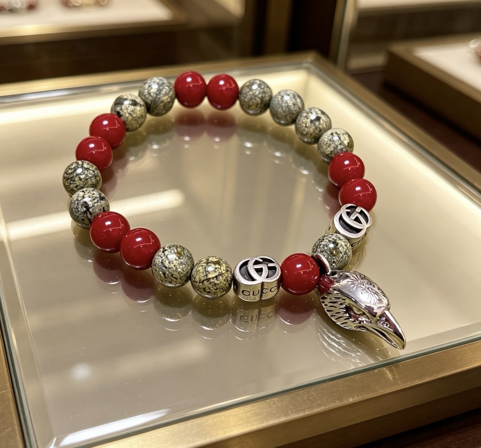 Gucci 𝐆𝐮𝐜𝐜𝐢古驰手链 最新款天然水晶手链档次更高 Anger Forest系列双g药王水晶手链