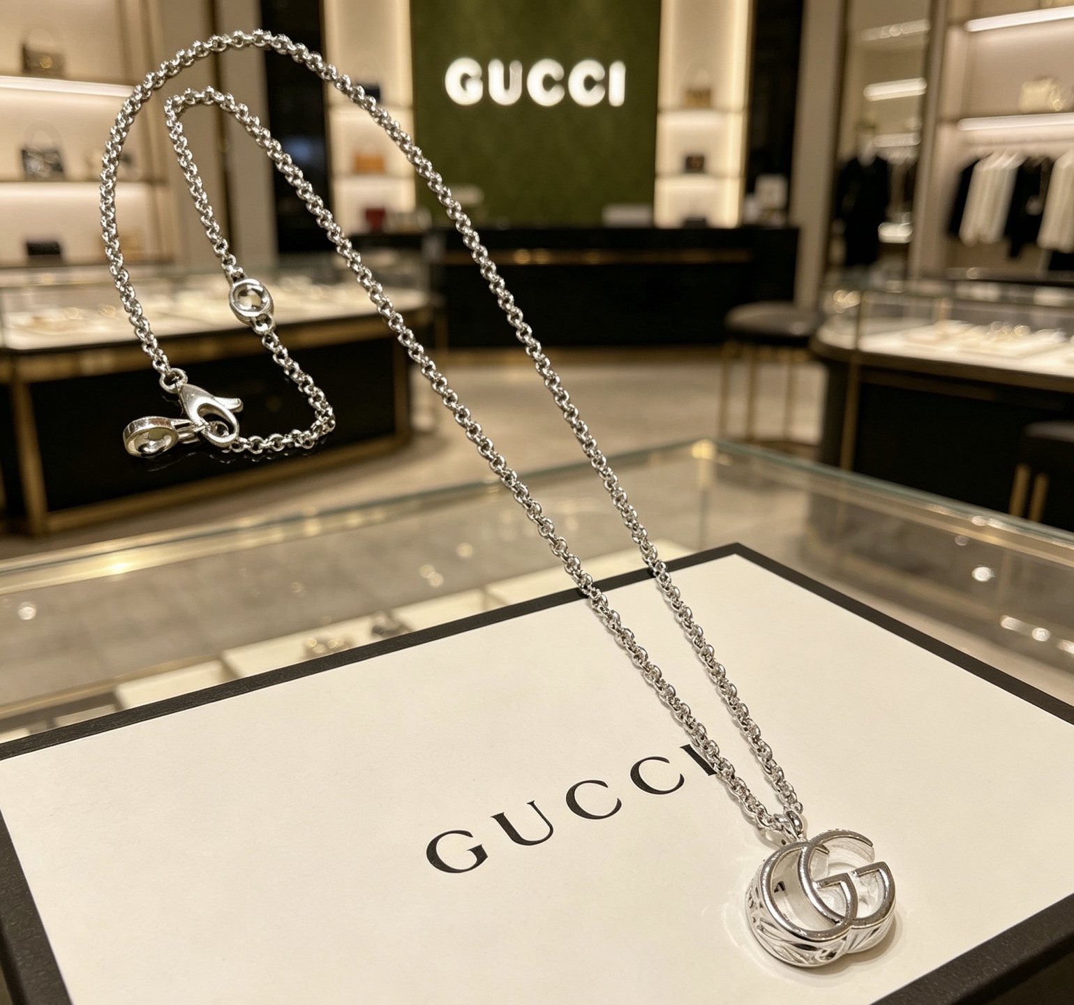 Gucci 𝐆𝐮𝐜𝐜𝐢古驰项链最新款白银系列链条档次更高 Anger Forest系列双G古驰项链