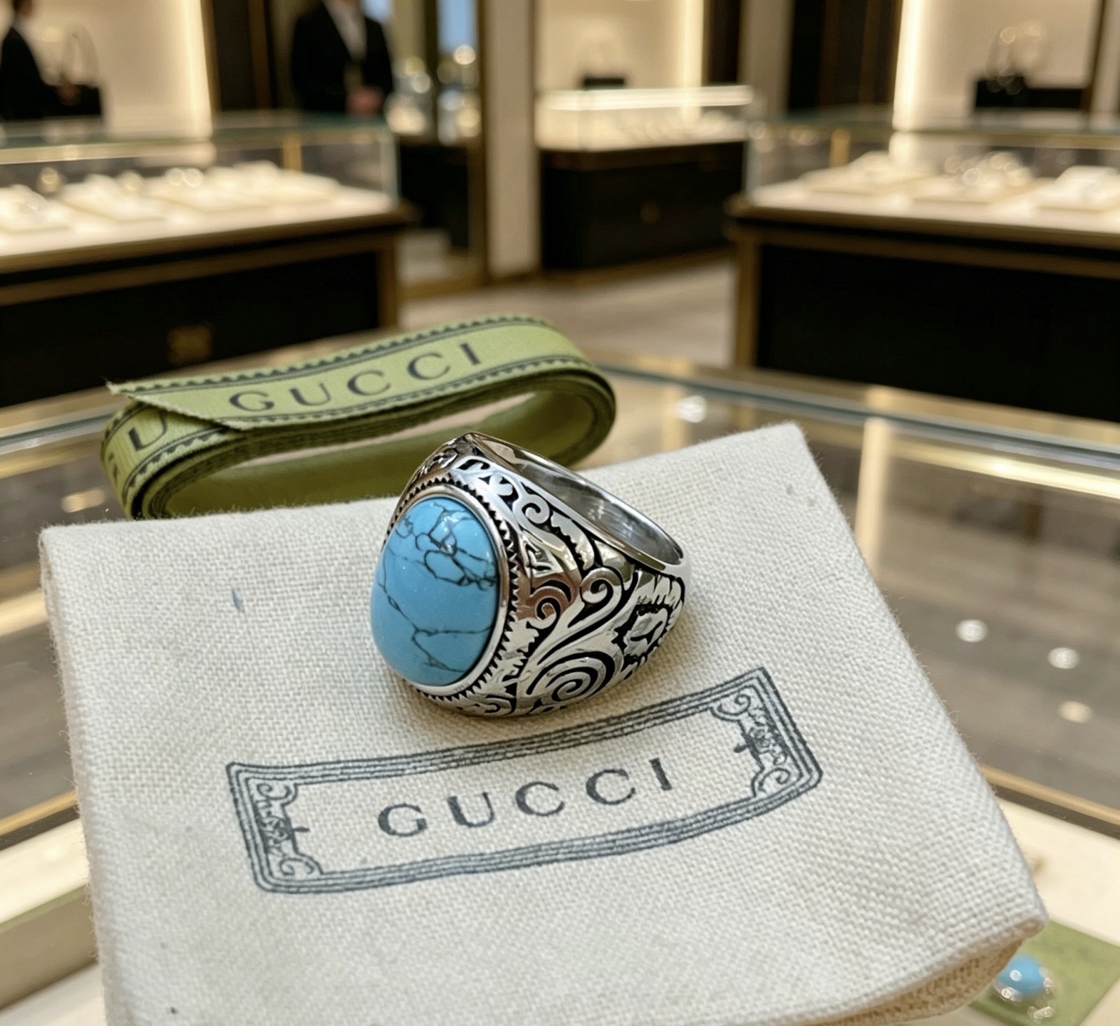 Gucci 𝐆𝐮𝐜𝐜𝐢古驰戒指最新款式天然宝石档次更高 Anger Forest系列双G纯手工制作工艺 古驰戒指
