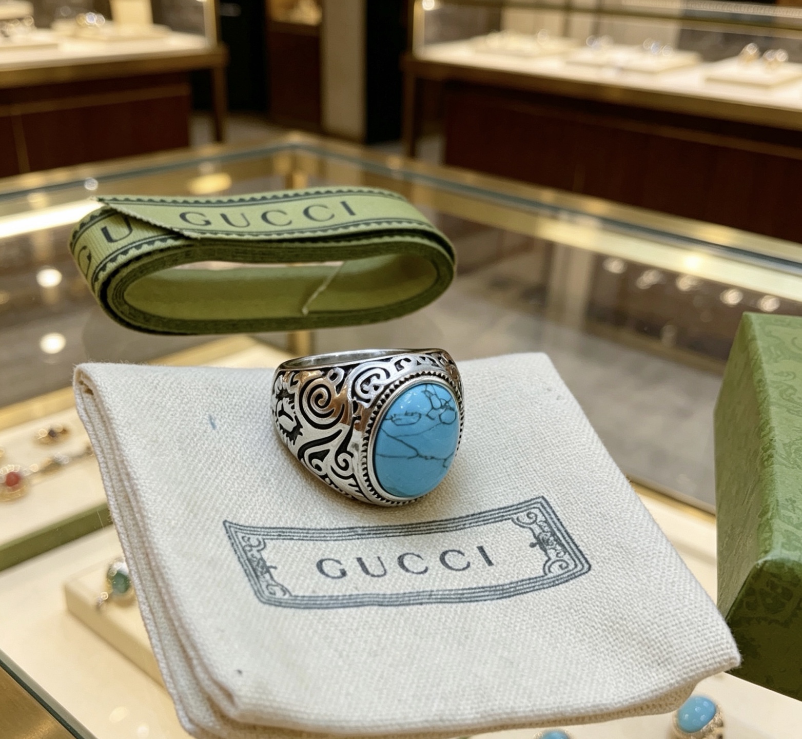 Gucci 𝐆𝐮𝐜𝐜𝐢古驰戒指最新款式天然宝石档次更高 Anger Forest系列双G纯手工制作工艺 古驰戒指