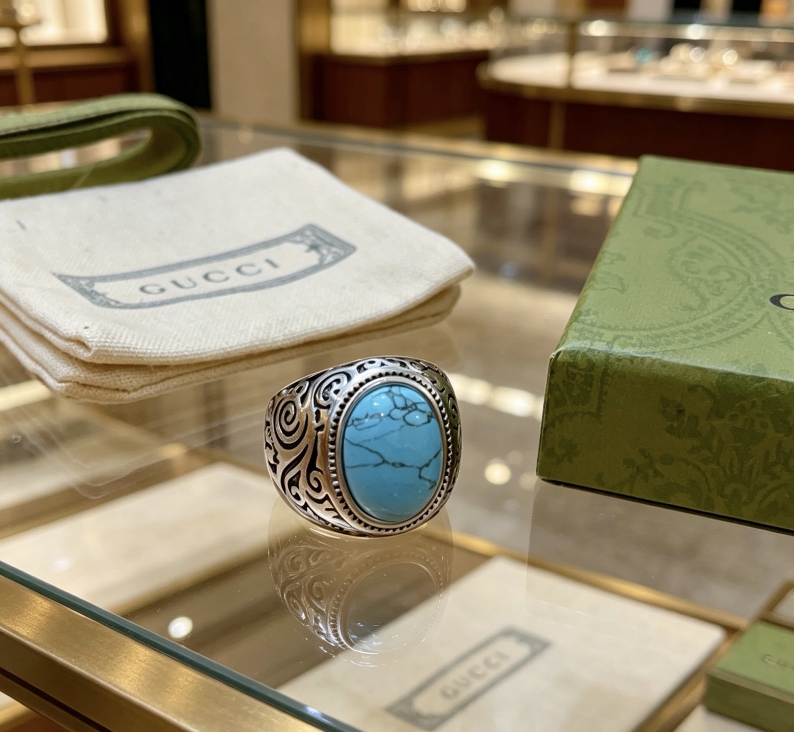 Gucci 𝐆𝐮𝐜𝐜𝐢古驰戒指最新款式天然宝石档次更高 Anger Forest系列双G纯手工制作工艺 古驰戒指