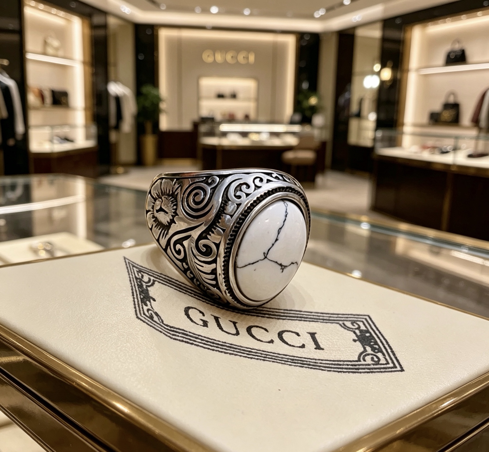 Gucci 𝐆𝐮𝐜𝐜𝐢古驰戒指最新款式天然宝石档次更高 Anger Forest系列双G纯手工制作工艺 古驰戒指