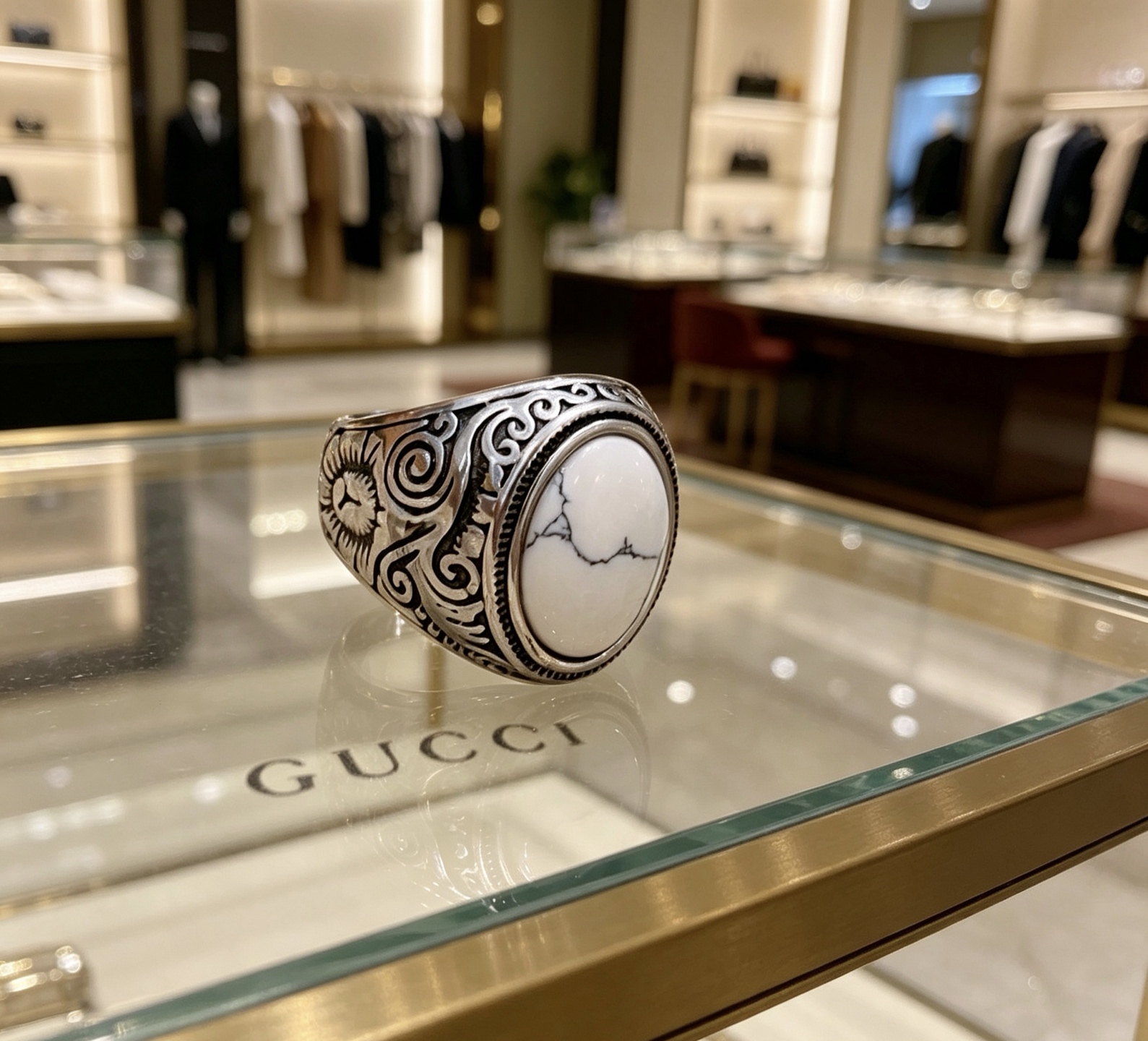 Gucci 𝐆𝐮𝐜𝐜𝐢古驰戒指最新款式天然宝石档次更高 Anger Forest系列双G纯手工制作工艺 古驰戒指