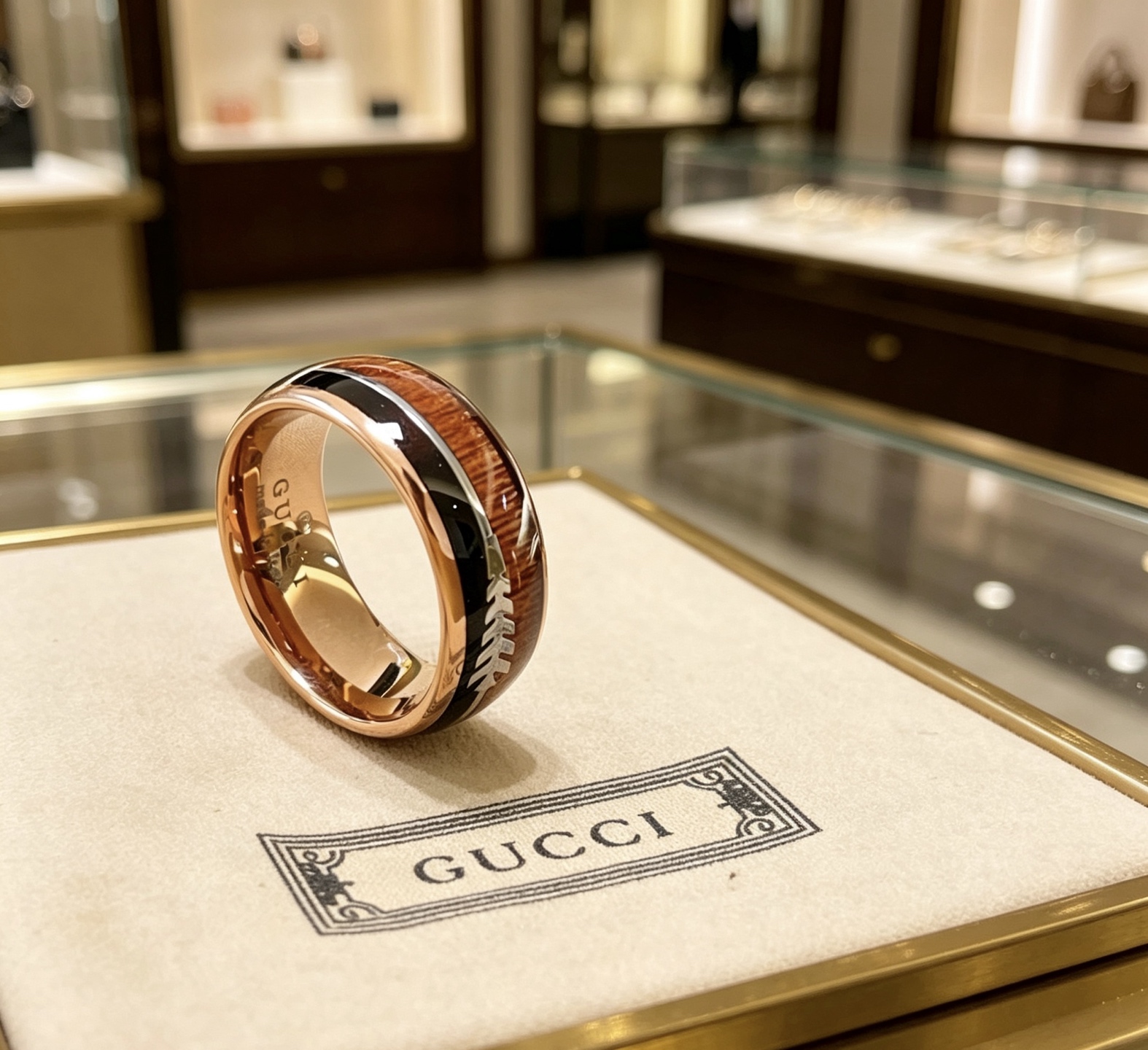 Gucci 𝐆𝐮𝐜𝐜𝐢古驰戒指最新款款式档次更高 Anger Forest系列树脂木纹高感双G纯手工制作工艺 古驰戒指