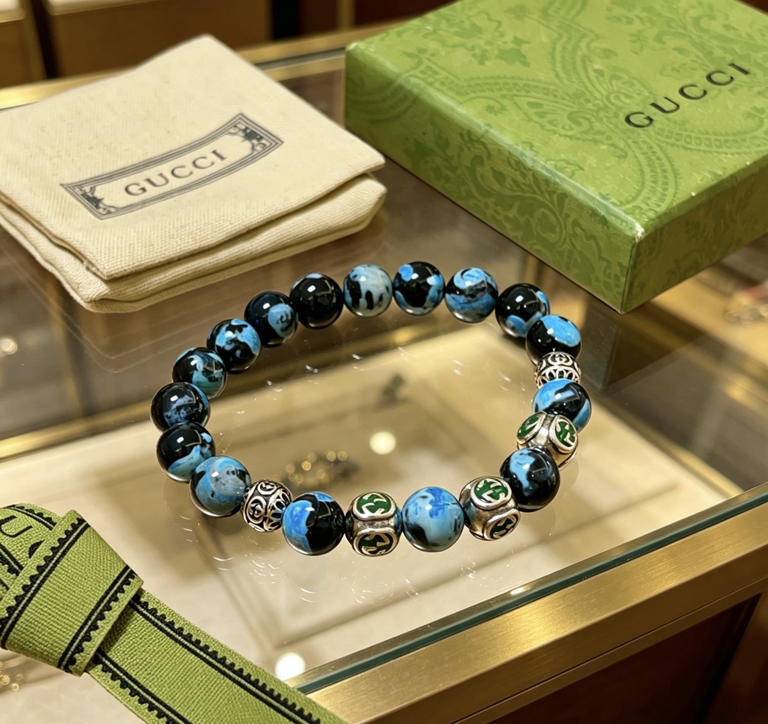 Gucci 新品发布 𝐆𝐮𝐜𝐜𝐢古驰手链 奢华古驰手串 玛瑙手链水晶 最新款全件串珠手链档次更高 Anger Forest系列双g 古驰手链