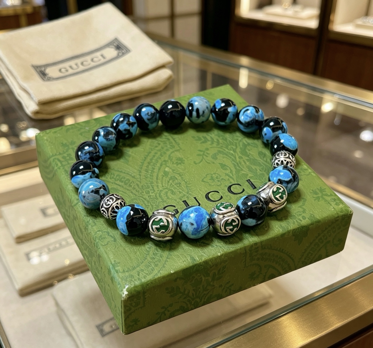Gucci 新品发布 𝐆𝐮𝐜𝐜𝐢古驰手链 奢华古驰手串 玛瑙手链水晶 最新款全件串珠手链档次更高 Anger Forest系列双g 古驰手链