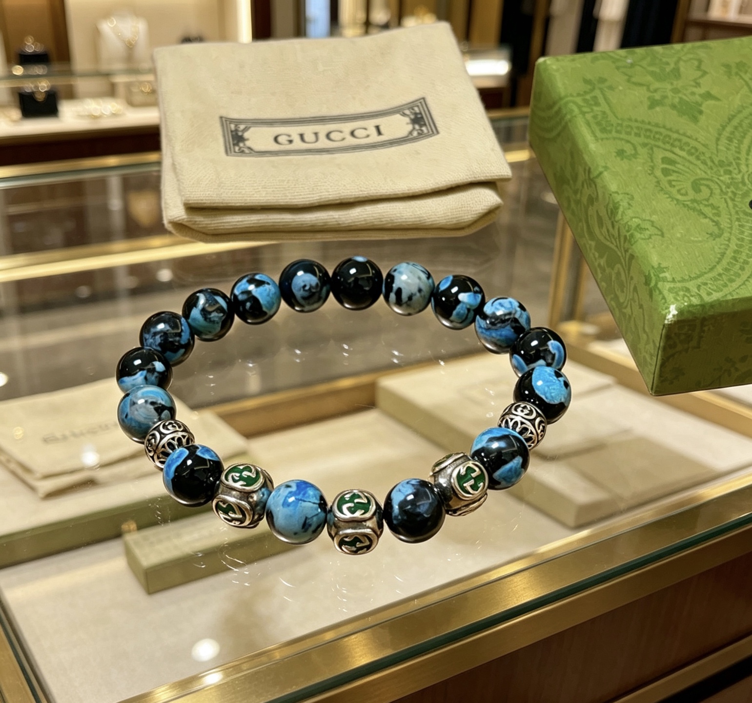 Gucci 新品发布 𝐆𝐮𝐜𝐜𝐢古驰手链 奢华古驰手串 玛瑙手链水晶 最新款全件串珠手链档次更高 Anger Forest系列双g 古驰手链