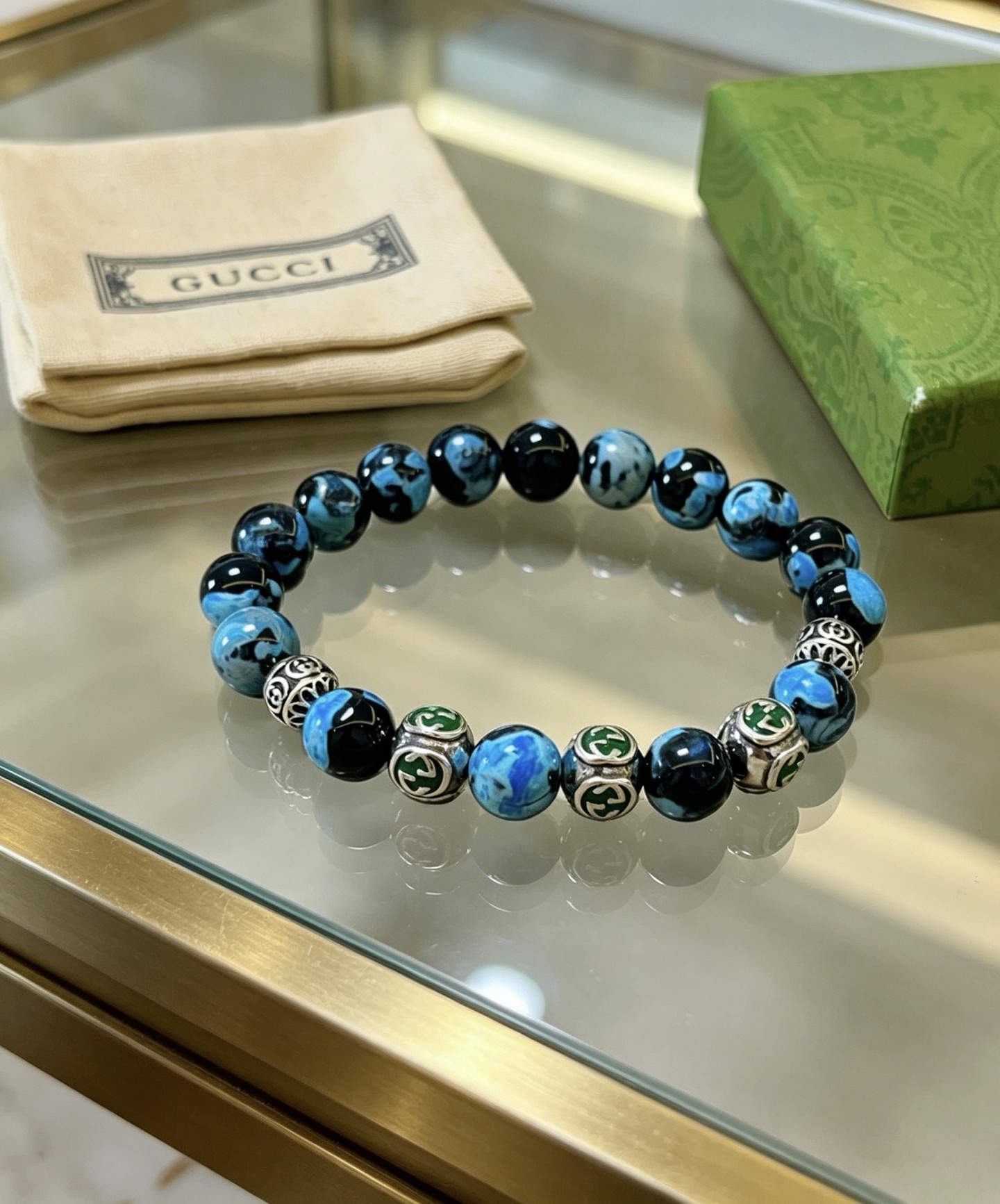 Gucci 新品发布 𝐆𝐮𝐜𝐜𝐢古驰手链 奢华古驰手串 玛瑙手链水晶 最新款全件串珠手链档次更高 Anger Forest系列双g 古驰手链