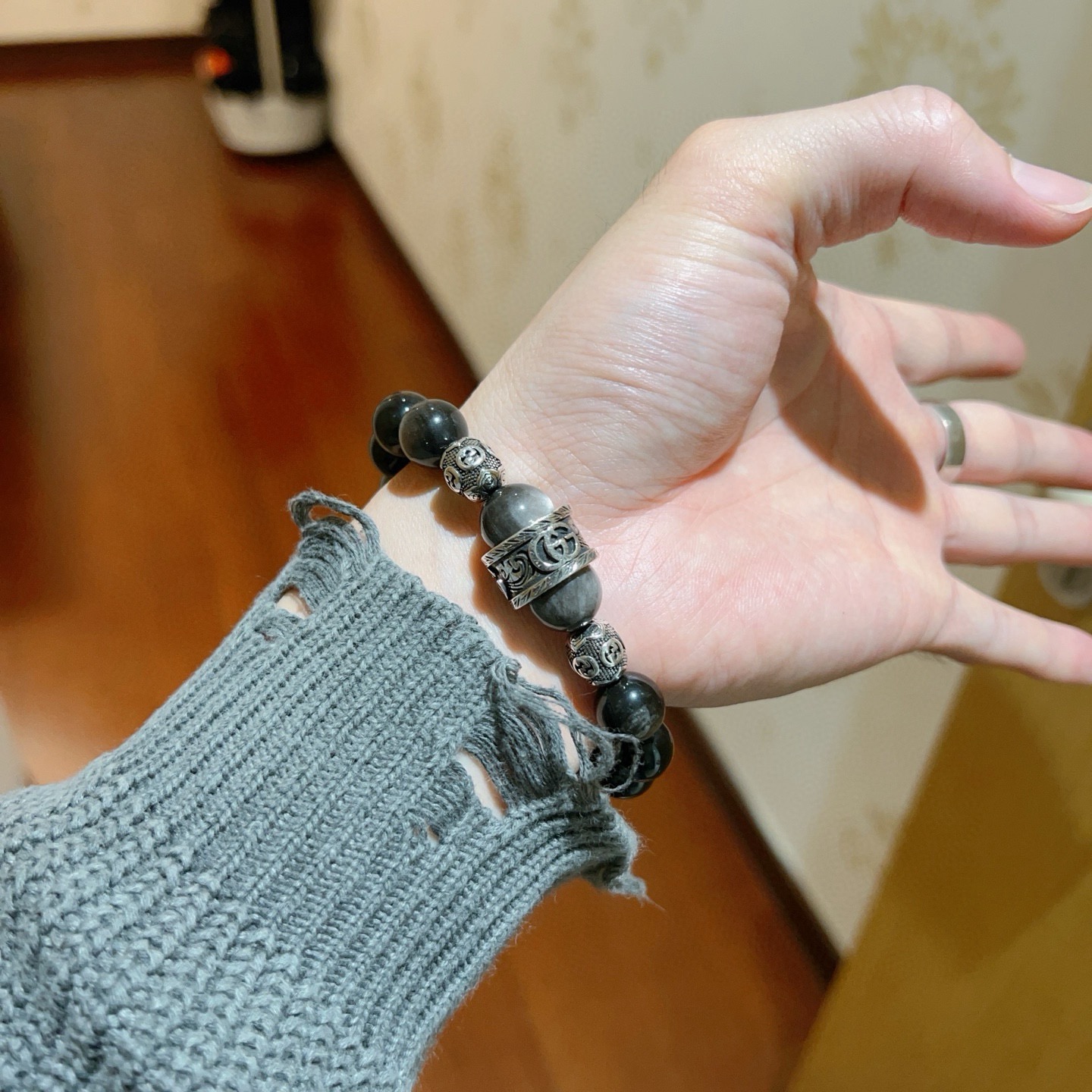Gucci 新品发布会 古驰手链天然石 精工版本天然黑曜石古驰手链