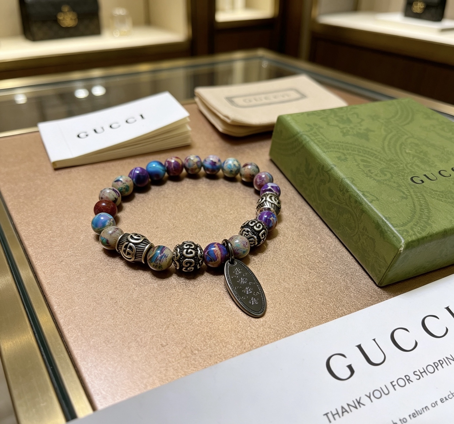 Gucci 新品发布𝐆𝐮𝐜𝐜𝐢古驰手链 最新款蛇皮石手链档次更高 Anger Forest系列双g手链