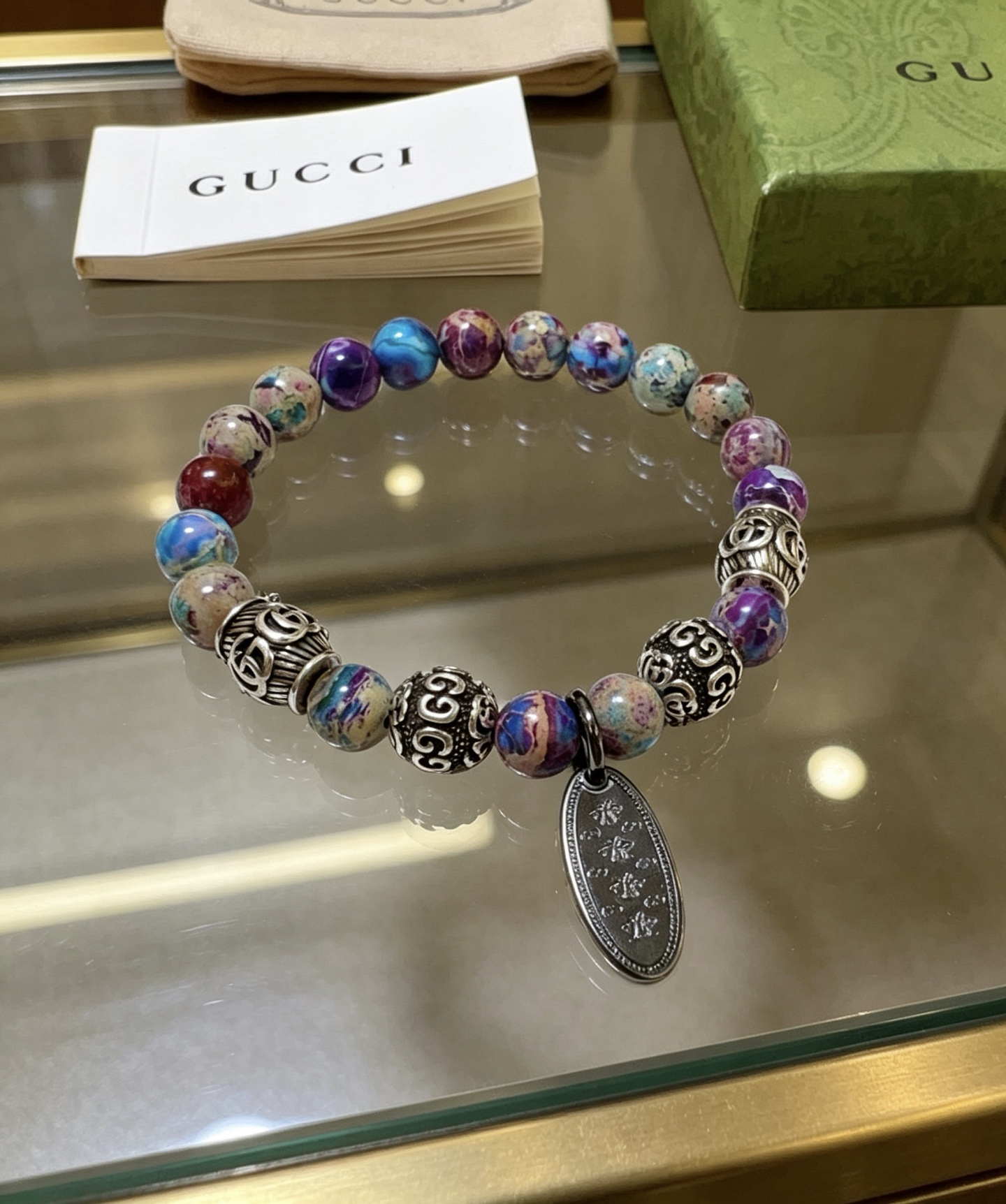 Gucci 新品发布𝐆𝐮𝐜𝐜𝐢古驰手链 最新款蛇皮石手链档次更高 Anger Forest系列双g手链
