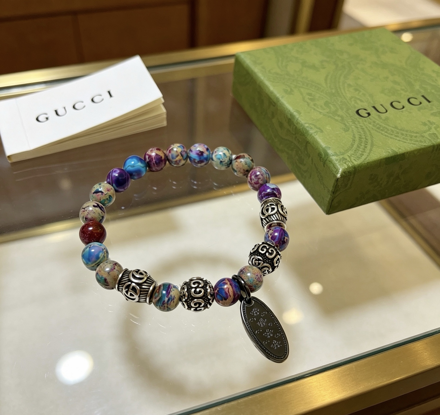 Gucci 新品发布𝐆𝐮𝐜𝐜𝐢古驰手链 最新款蛇皮石手链档次更高 Anger Forest系列双g手链