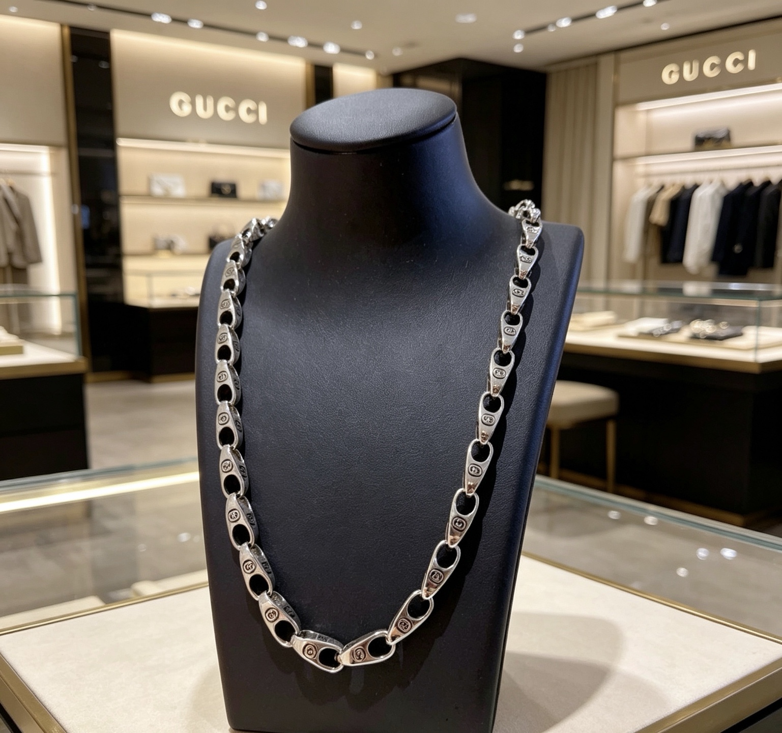 Gucci 𝐆𝐮𝐜𝐜𝐢古驰项链最新款链条档次更高 Anger Forest系列双G 款设计理念项链系列 银项链