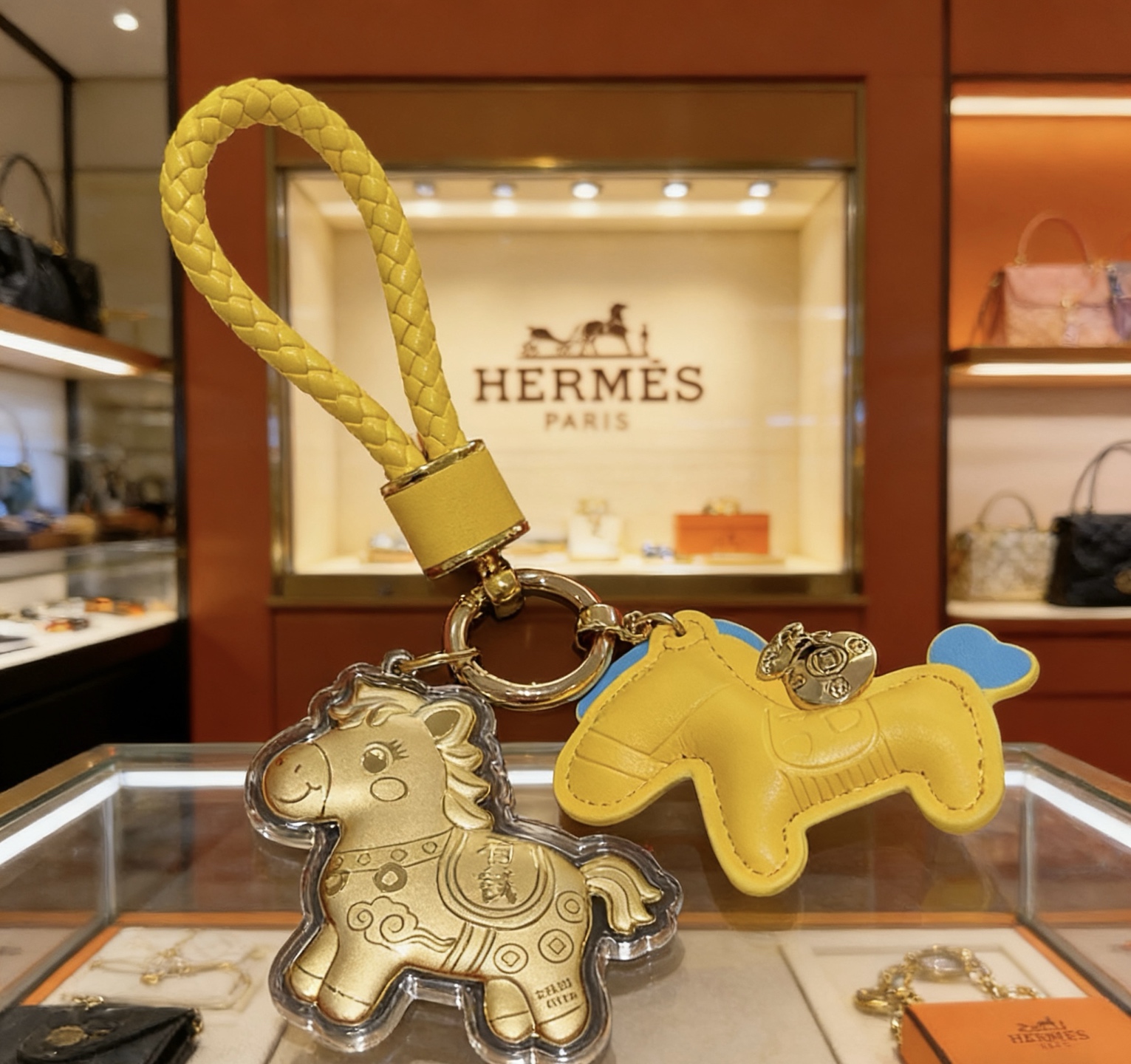 Hermès 马年黄金版钥匙扣新款Hermes爱马仕钥匙扣钥匙扣加厚版