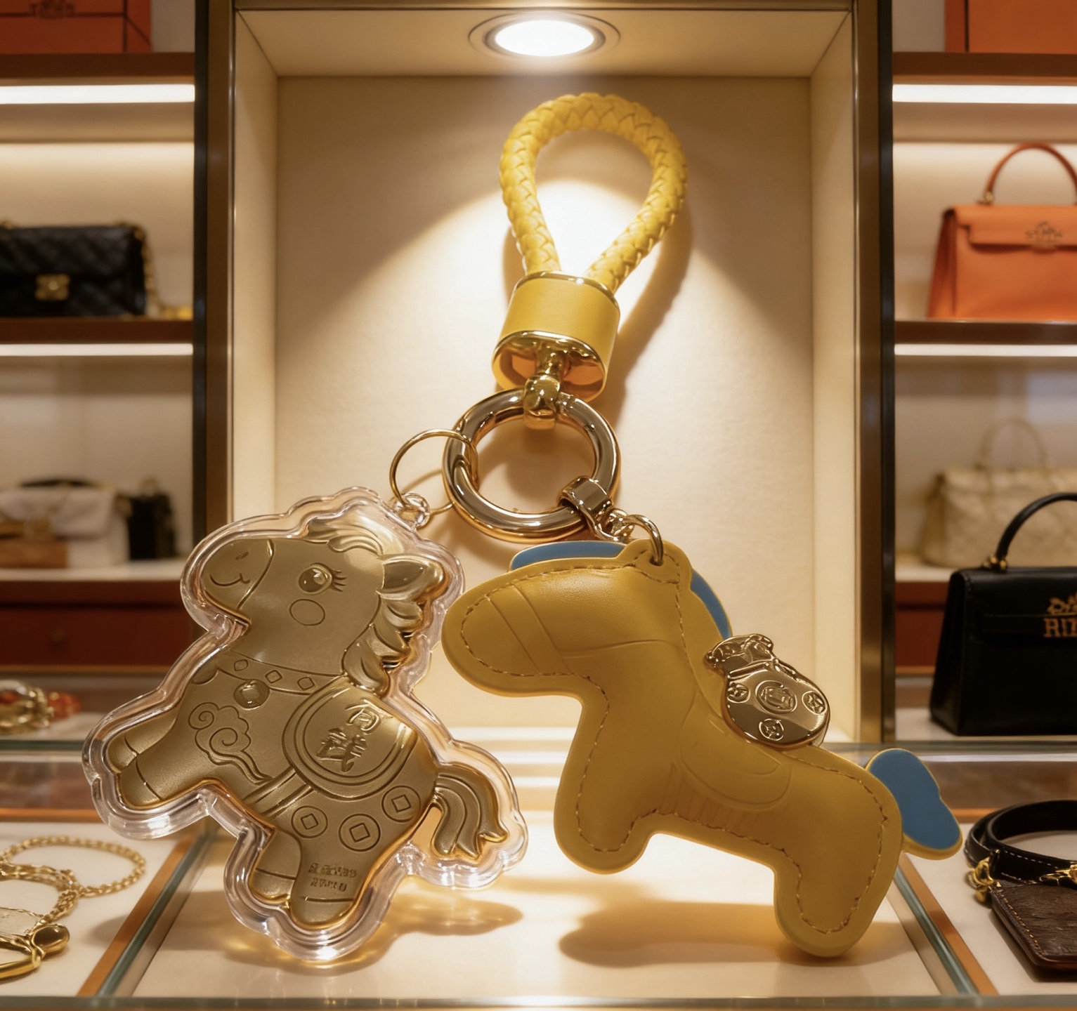 Hermès 马年黄金版钥匙扣新款Hermes爱马仕钥匙扣钥匙扣加厚版