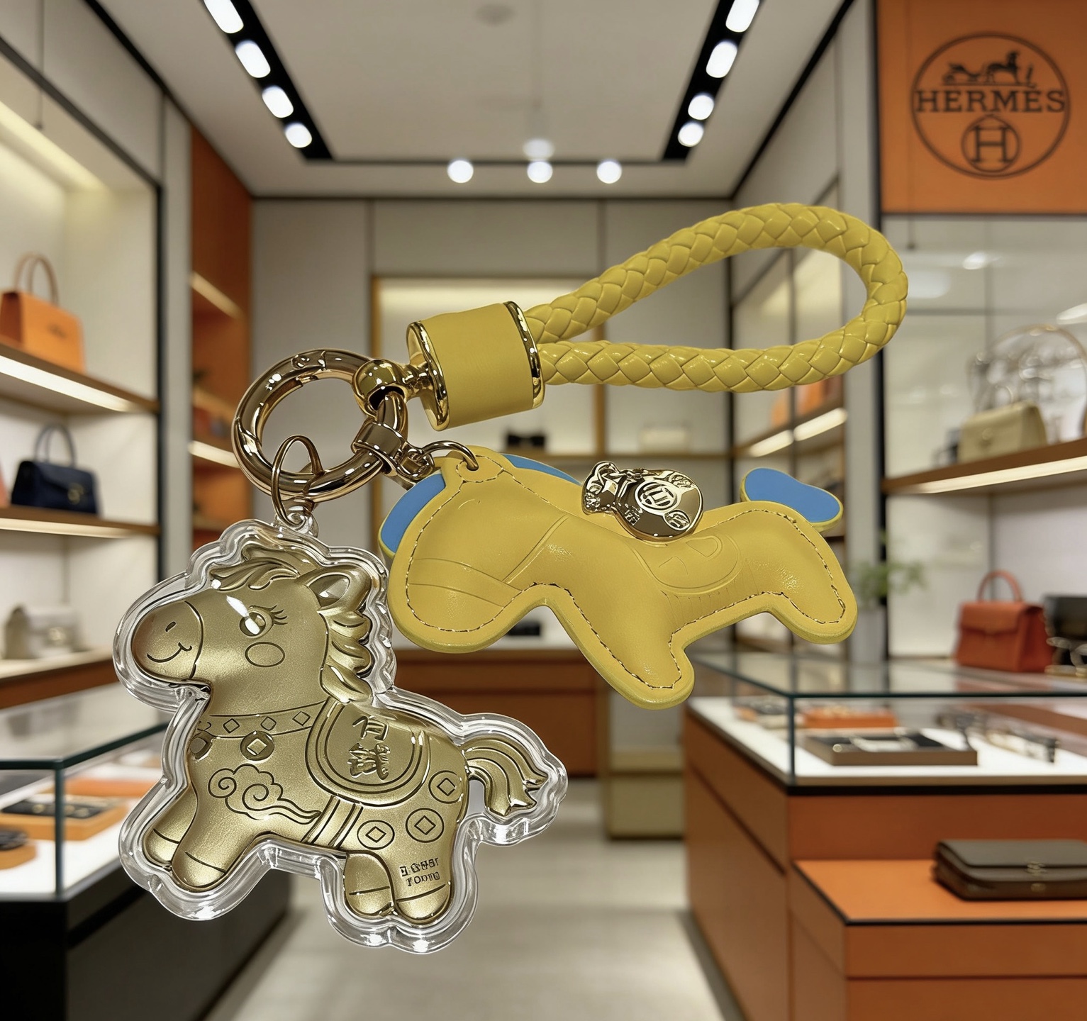 Hermès 马年黄金版钥匙扣新款Hermes爱马仕钥匙扣钥匙扣加厚版