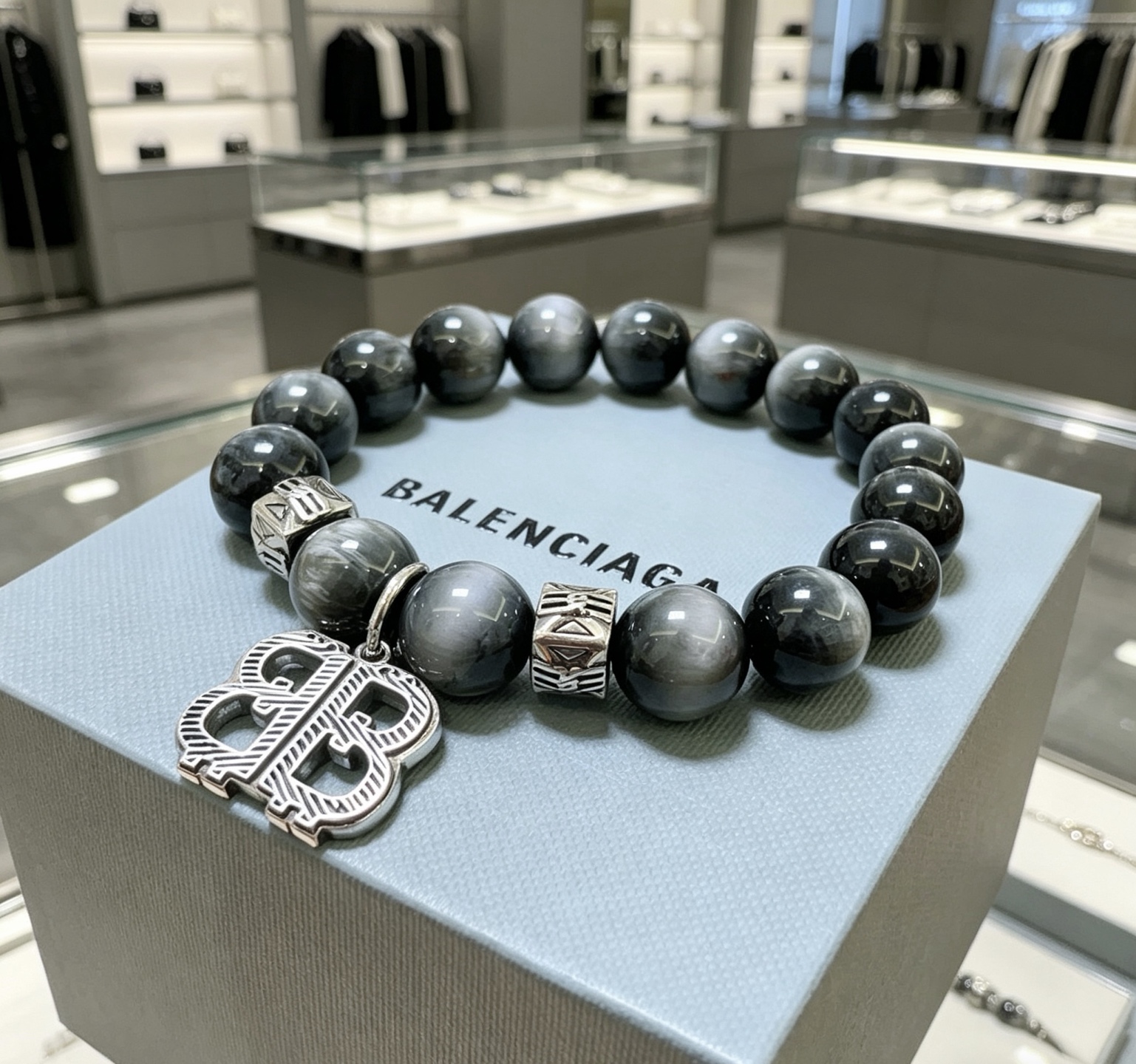 Balenciaga 精工版本天然月光石巴黎世家手链
