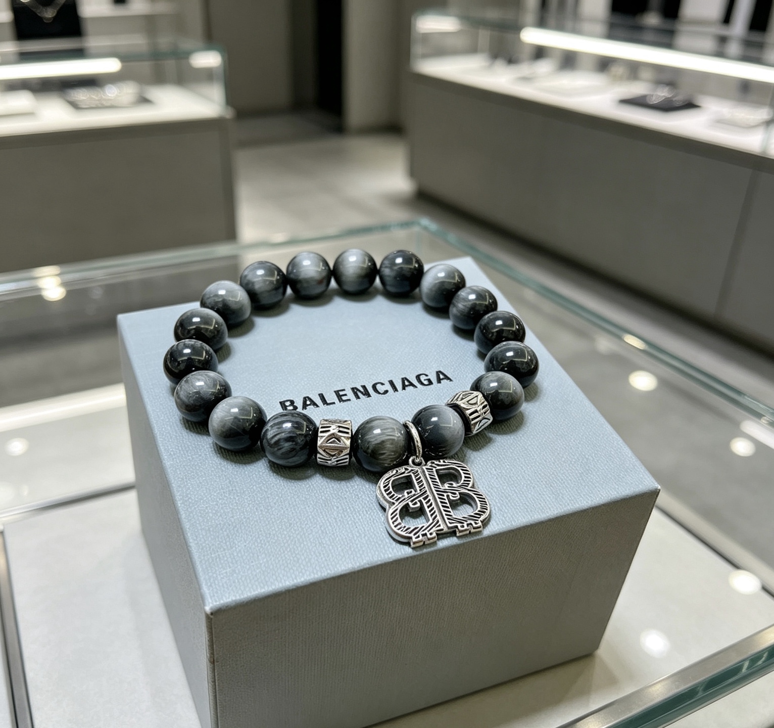 Balenciaga 精工版本天然月光石巴黎世家手链