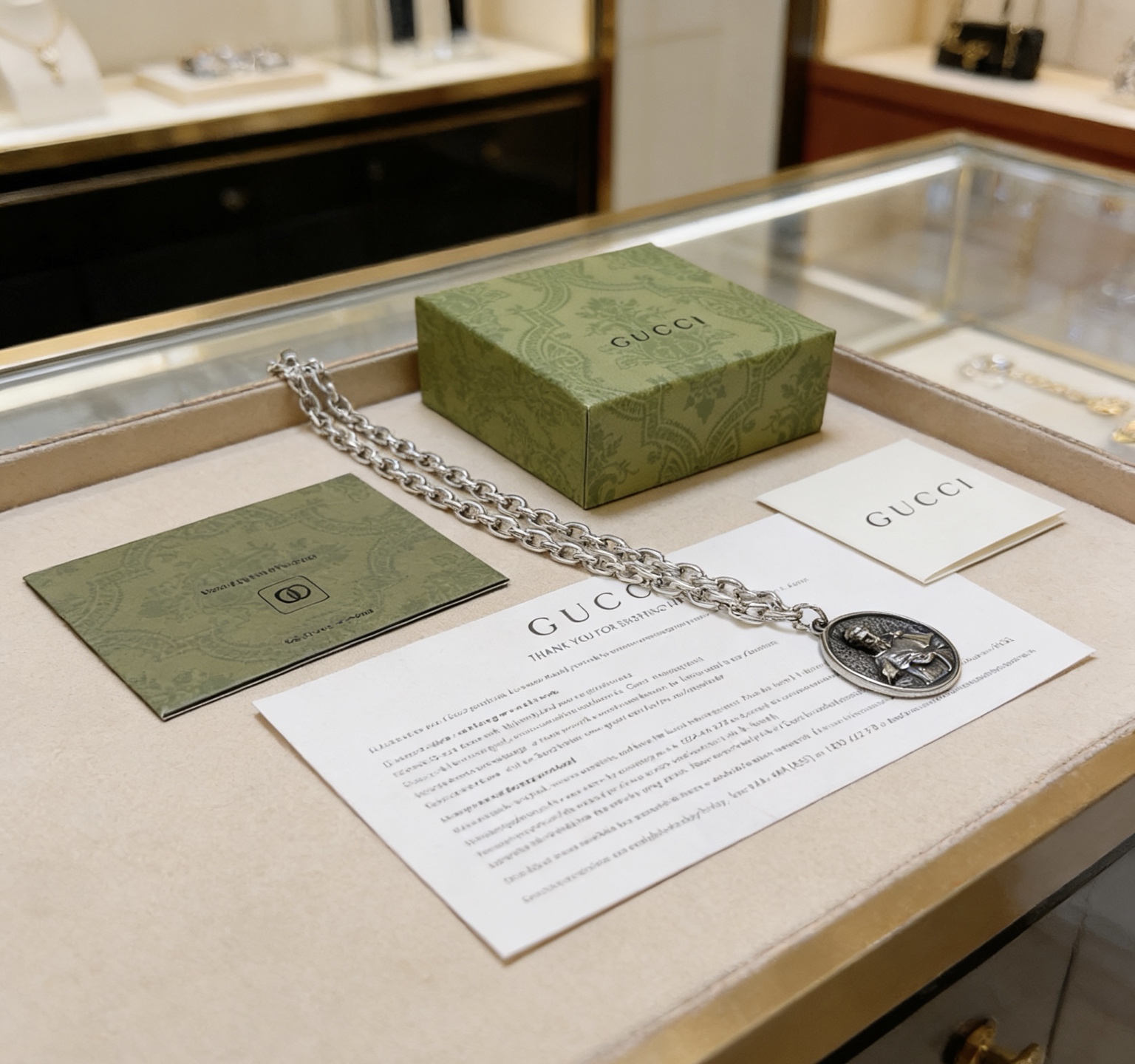 Gucci 𝐆𝐮𝐜𝐜𝐢古驰项链最新款链条档次更高 Anger Forest系列意大利塑像 双G古驰项链