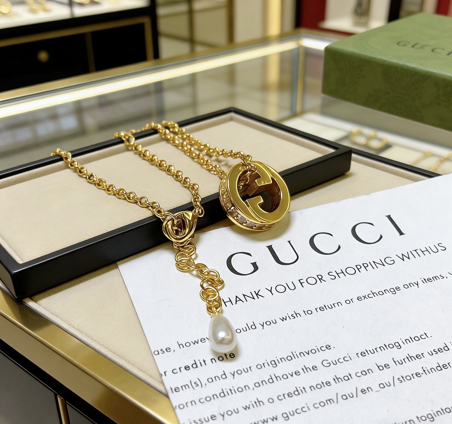 Gucci 抖音带货首选 𝐆𝐮𝐜𝐜𝐢古驰项链2026最新款链条档次更高 Anger Forest系列双G古驰项链 镶嵌钻