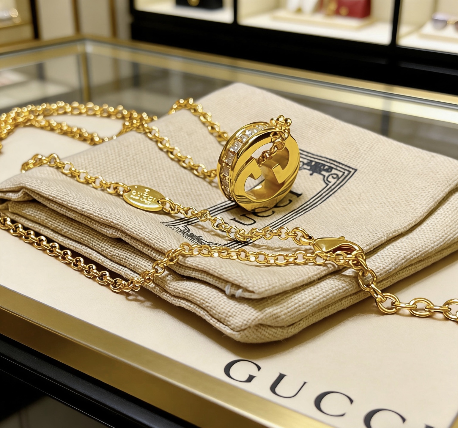 Gucci 抖音带货首选 𝐆𝐮𝐜𝐜𝐢古驰项链2026最新款链条档次更高 Anger Forest系列双G古驰项链 镶嵌钻