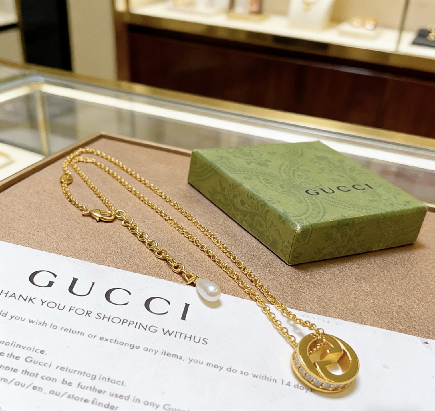 Gucci 抖音带货首选 𝐆𝐮𝐜𝐜𝐢古驰项链2026最新款链条档次更高 Anger Forest系列双G古驰项链 镶嵌钻