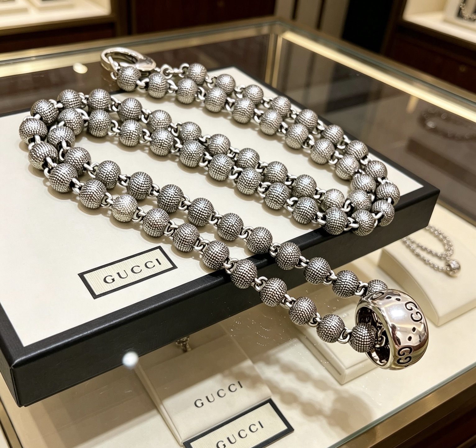 Gucci 𝐆𝐮𝐜𝐜𝐢古驰项链最新款链条档次更高 Anger Forest系列双G 款设计理念项链系列 银项链