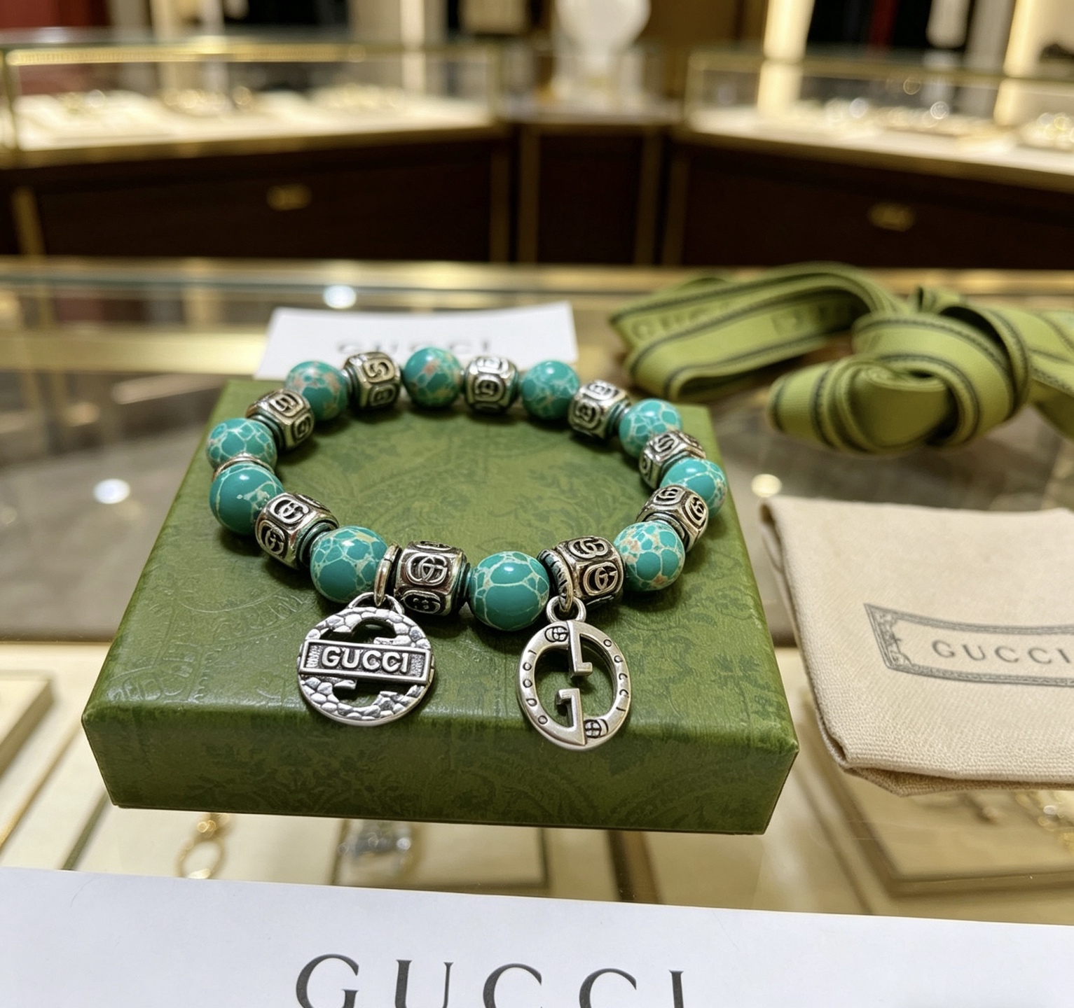 Gucci 新品发布𝐆𝐮𝐜𝐜𝐢古驰手链 最新款蛇皮石手链档次更高 Anger Forest系列双g手链