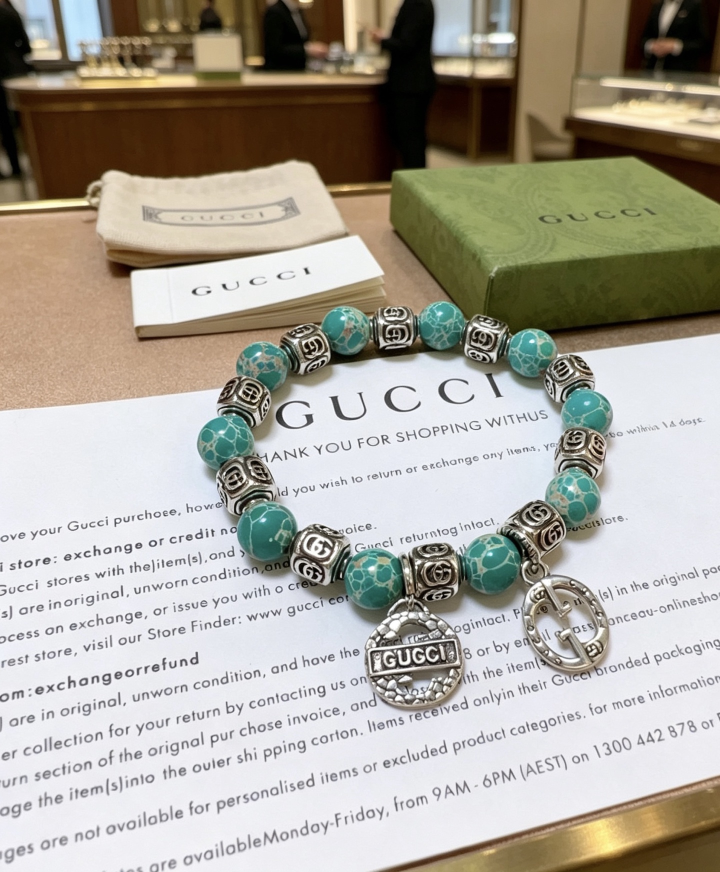 Gucci 新品发布𝐆𝐮𝐜𝐜𝐢古驰手链 最新款蛇皮石手链档次更高 Anger Forest系列双g手链