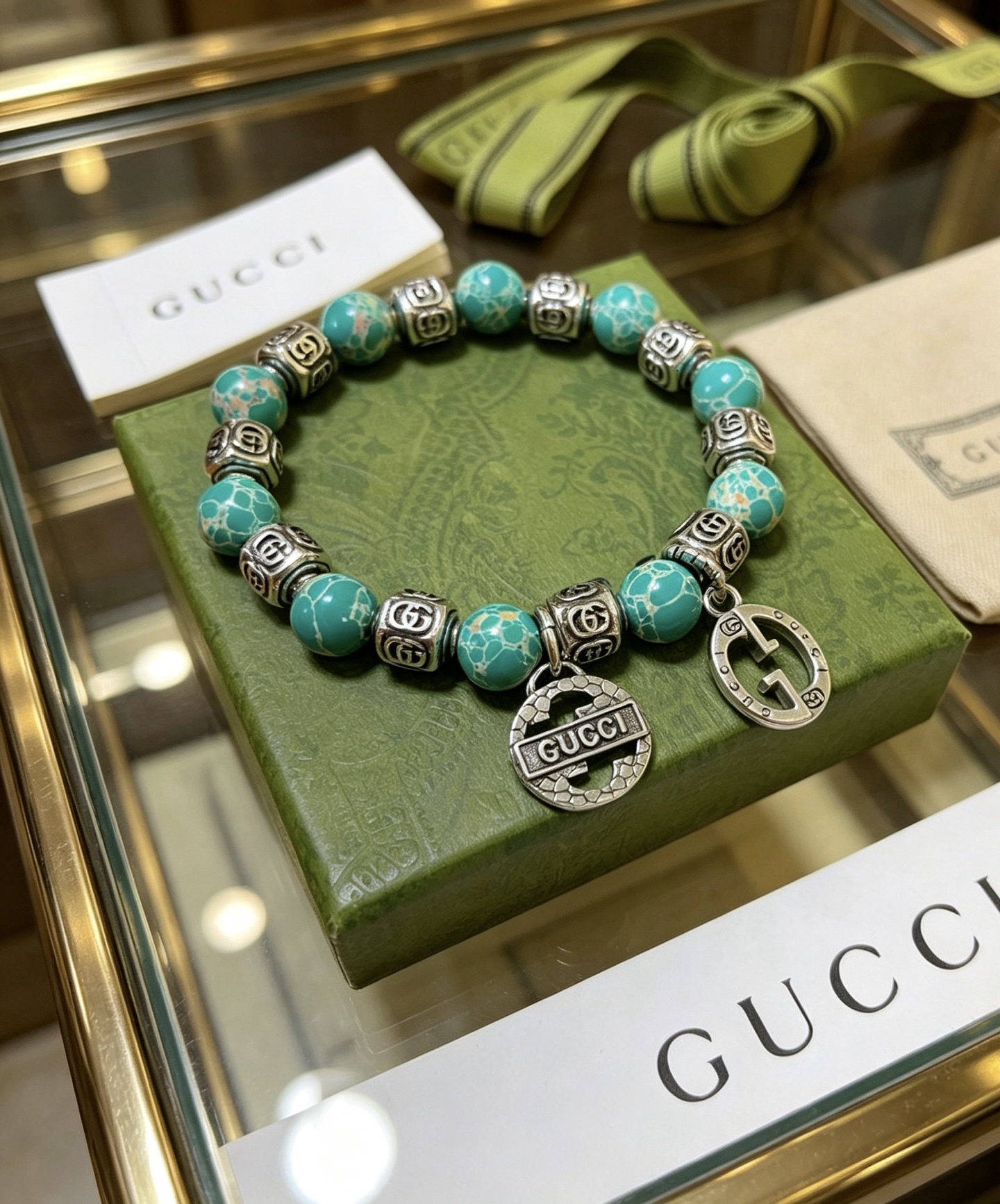 Gucci 新品发布𝐆𝐮𝐜𝐜𝐢古驰手链 最新款蛇皮石手链档次更高 Anger Forest系列双g手链