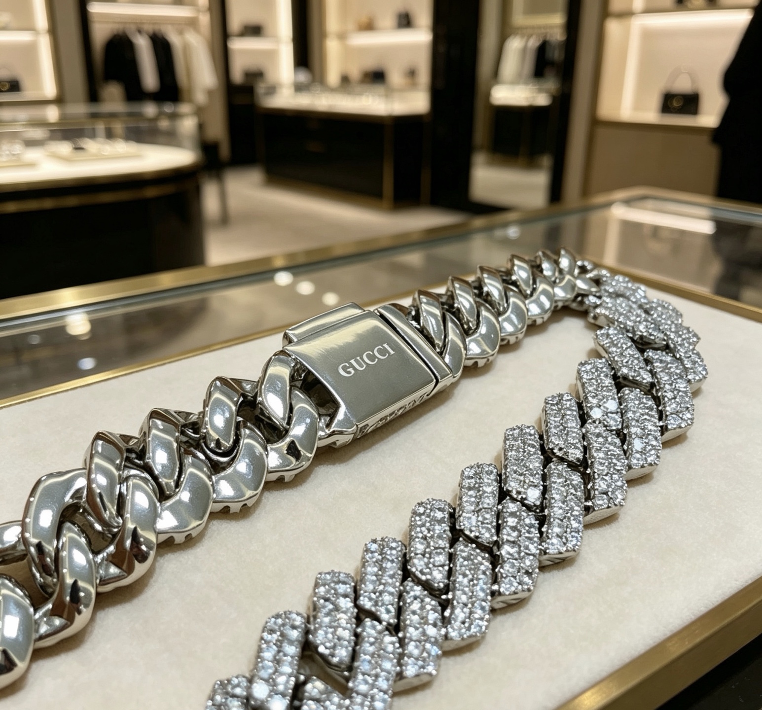 Gucci 奢华款𝐆𝐮𝐜𝐜𝐢古驰项链最新款满钻链条档次更高