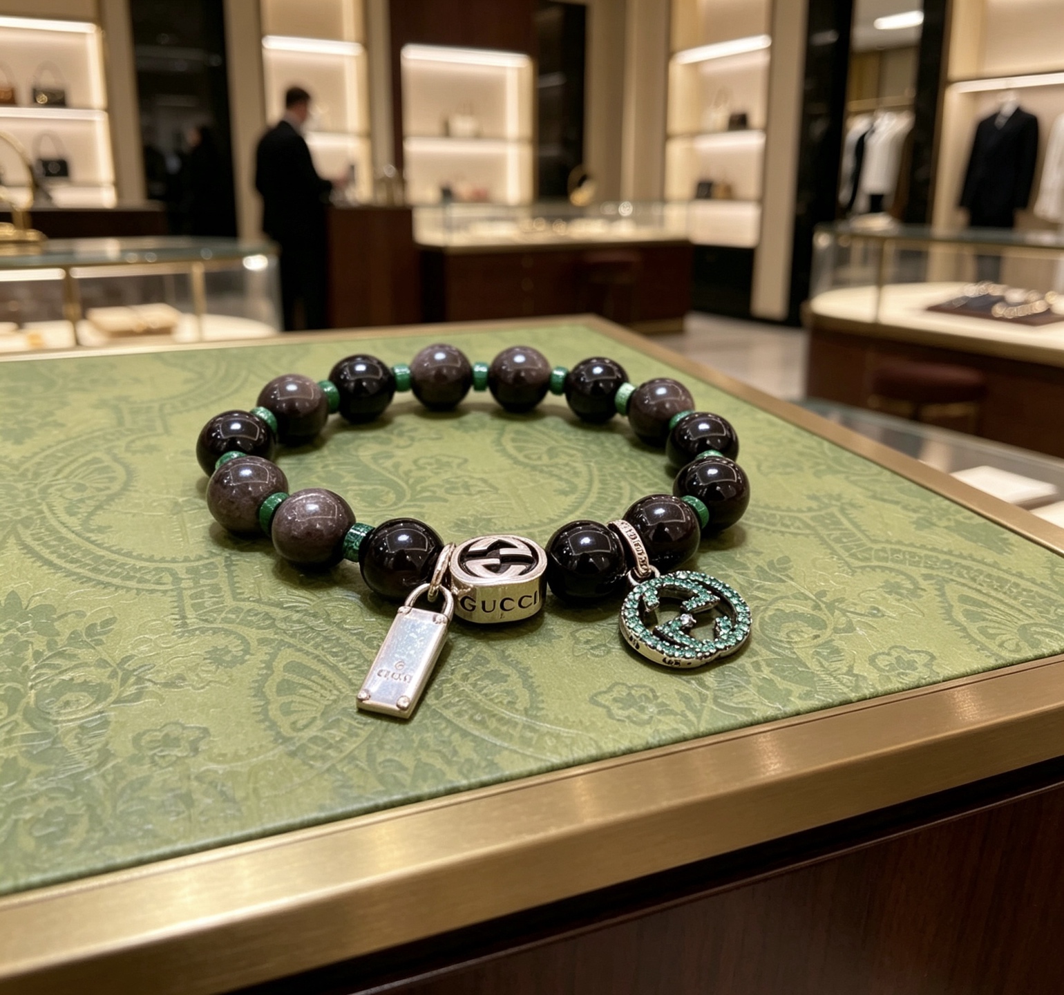 Gucci 新品发布会 古驰手链天然石 精工版本天然黑曜石古驰手链