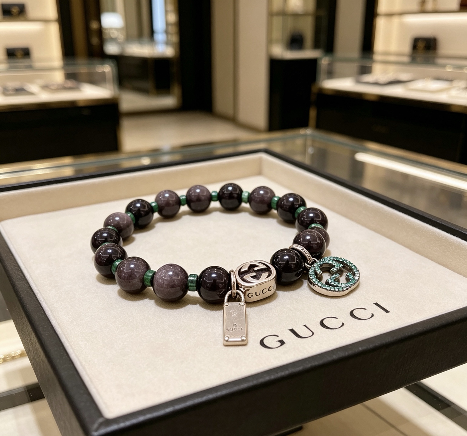 Gucci 新品发布会 古驰手链天然石 精工版本天然黑曜石古驰手链