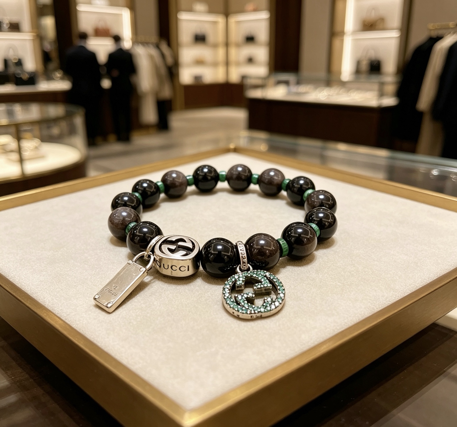 Gucci 新品发布会 古驰手链天然石 精工版本天然黑曜石古驰手链