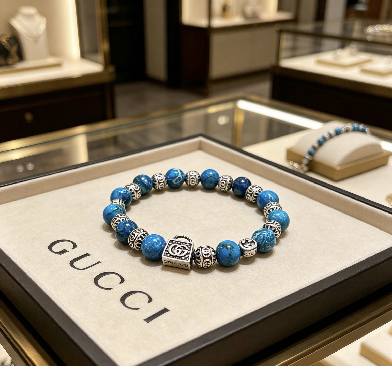 Gucci 新品发布𝐆𝐮𝐜𝐜𝐢古驰手链 最新款蛇皮石手链档次更高 Anger Forest系列双g手链