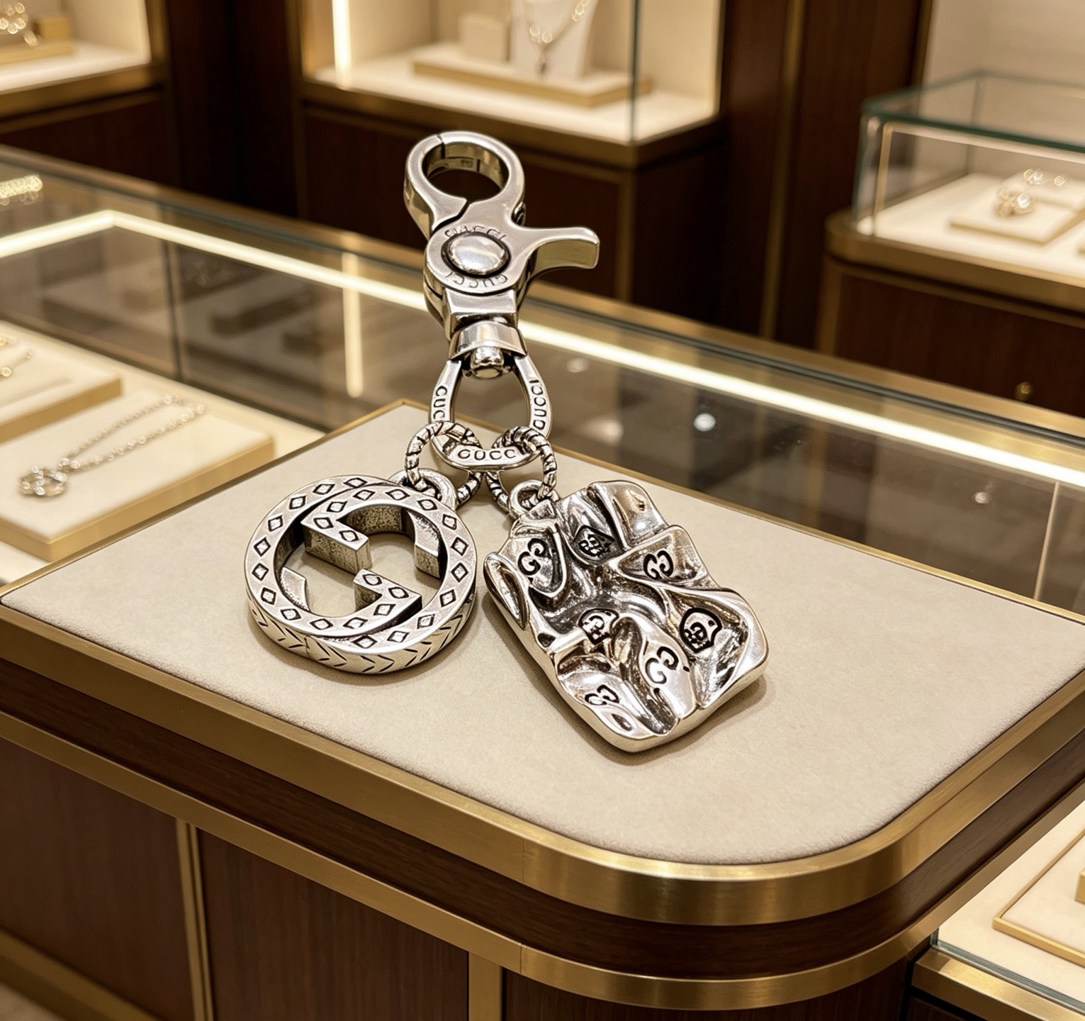 Gucci 新品发布 𝐆𝐮𝐜𝐜𝐢古驰钥匙扣 古驰包包扣 最新款包包挂饰档次更高 Anger Forest系列双G 款联名设计理念钥匙扣系列